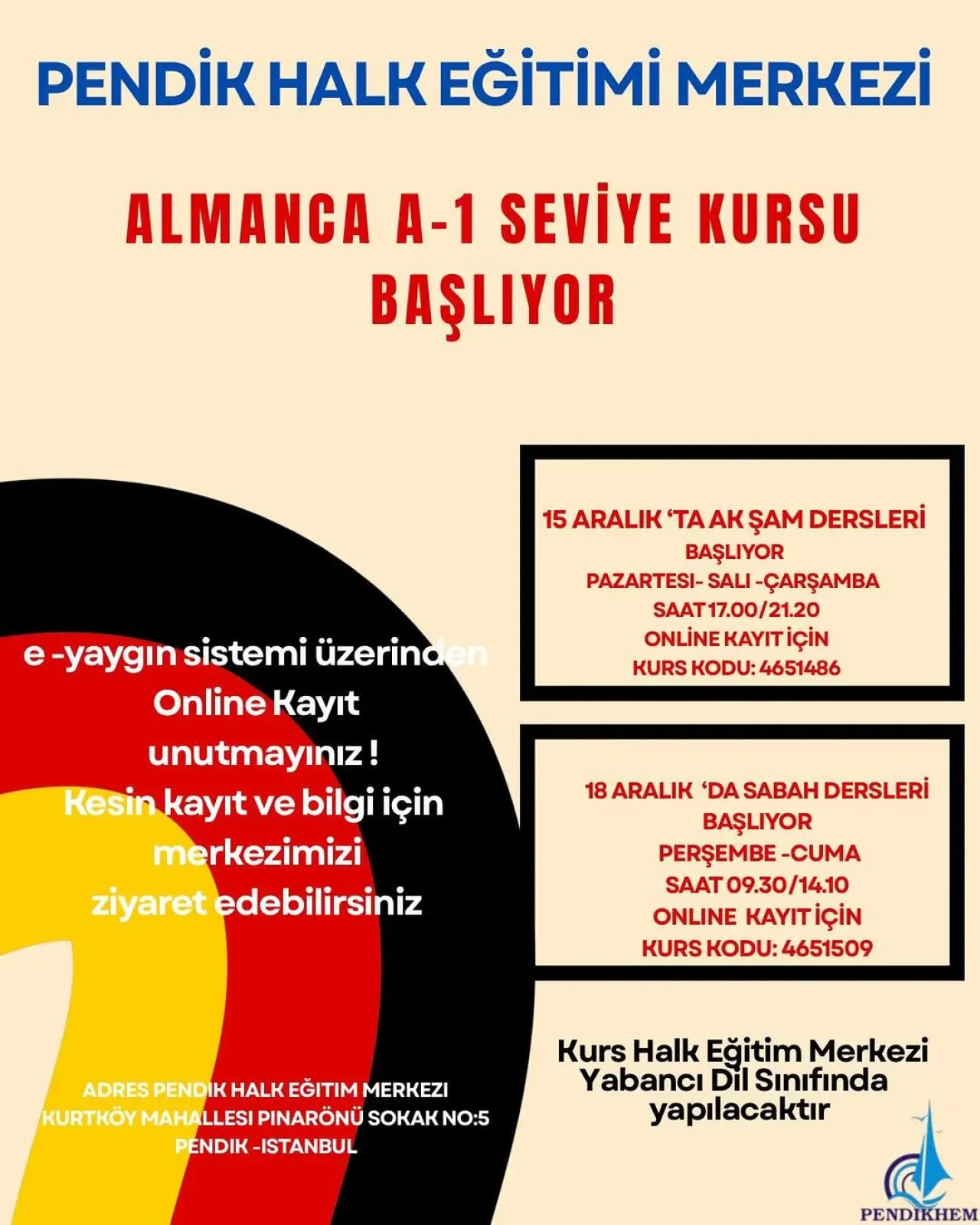 Pendik'te Almanca A1 Seviye Kursu Kayıtları Başladı Pendik'te Almanca A1 Seviye Kursu Kayıtları Başladı