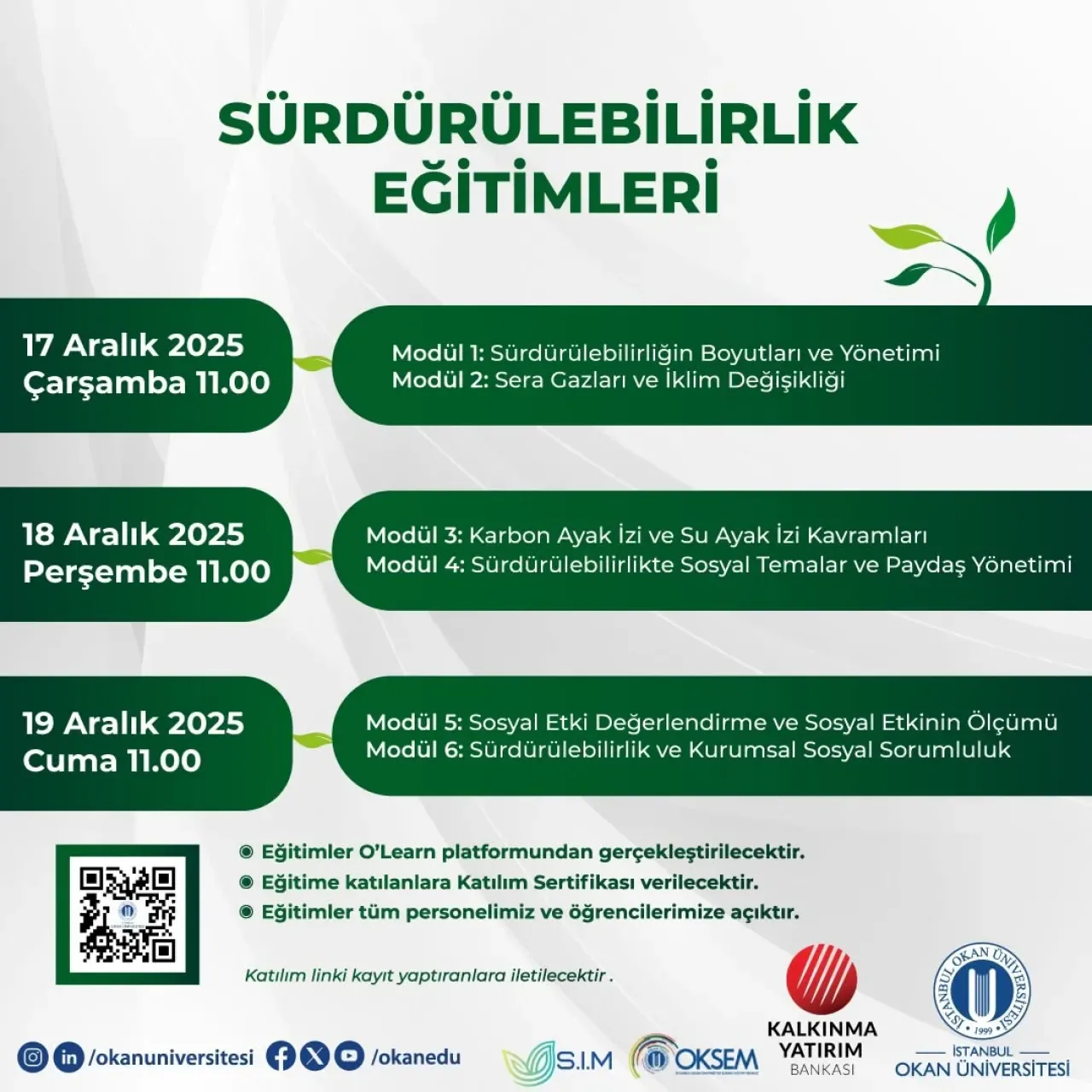 Okan Üniversitesi'nde Sürdürülebilirlik Eğitim Programı Başlıyor Okan Üniversitesi'nde Sürdürülebilirlik Eğitim Programı Başlıyor