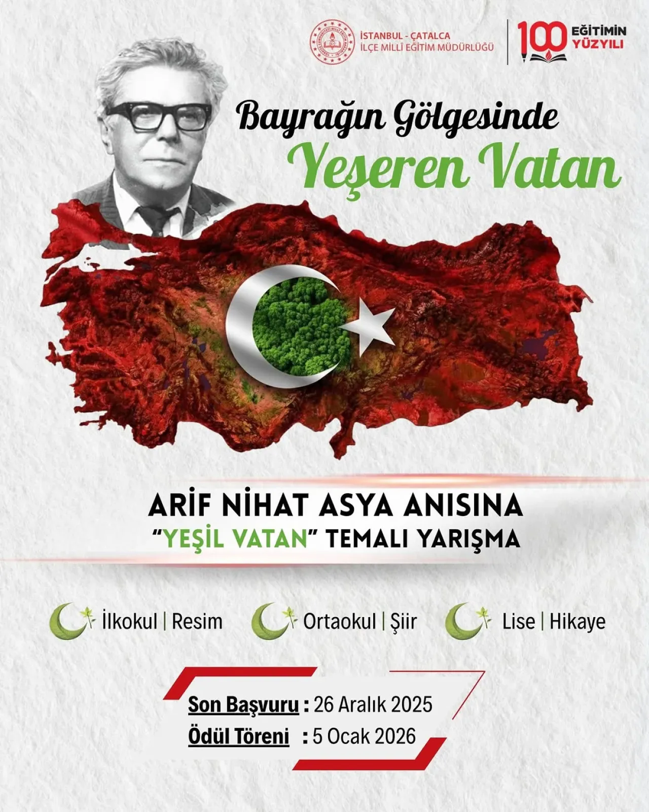 Çatalca'da Öğrenciler Arasında "Bayrak Şairi" Anısına Yeşil Vatan Yarışması Çatalca'da Öğrenciler Arasında "Bayrak Şairi" Anısına Yeşil Vatan Yarışması