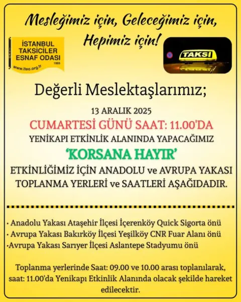 İstanbul Taksiciler Esnaf Odası, Dijital Korsan Taşımacılığa Karşı Yenikapı'da Eylemde