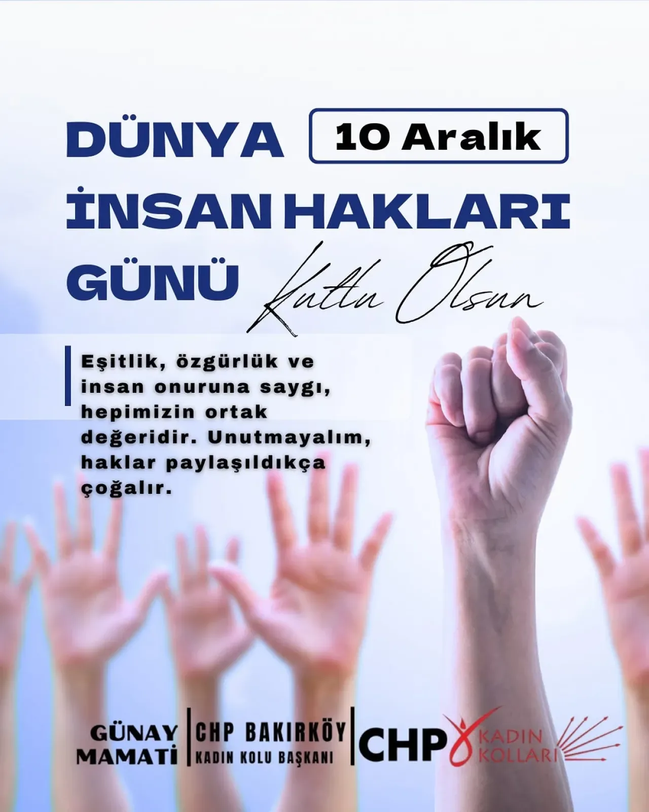 10 Aralık İnsan Hakları Günü'nde Evrensel Çağrı: Haklarımız Ortak Sorumluluğumuzdur 10 Aralık İnsan Hakları Günü'nde Evrensel Çağrı: Haklarımız Ortak Sorumluluğumuzdur