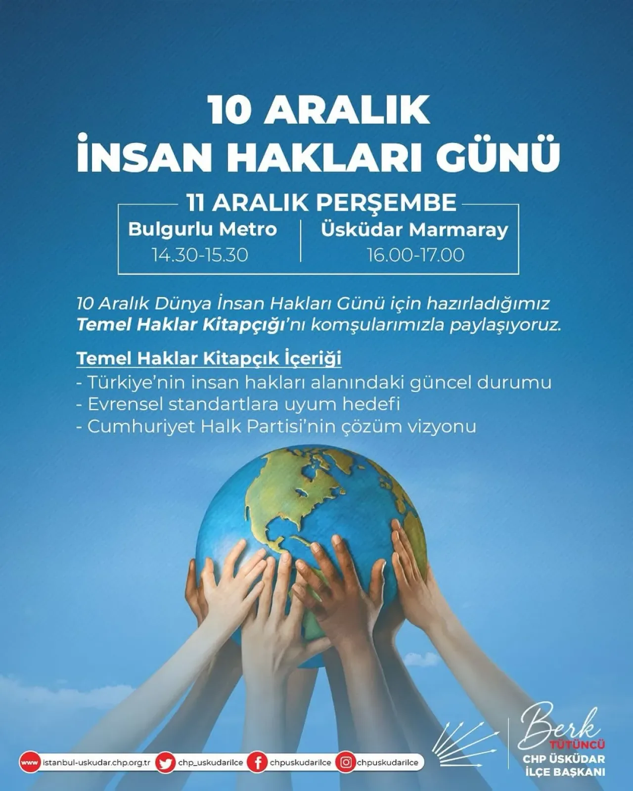 Üsküdar'da İnsan Hakları Günü'nde Temel Haklar Kitapçığı Dağıtılacak Üsküdar'da İnsan Hakları Günü'nde Temel Haklar Kitapçığı Dağıtılacak