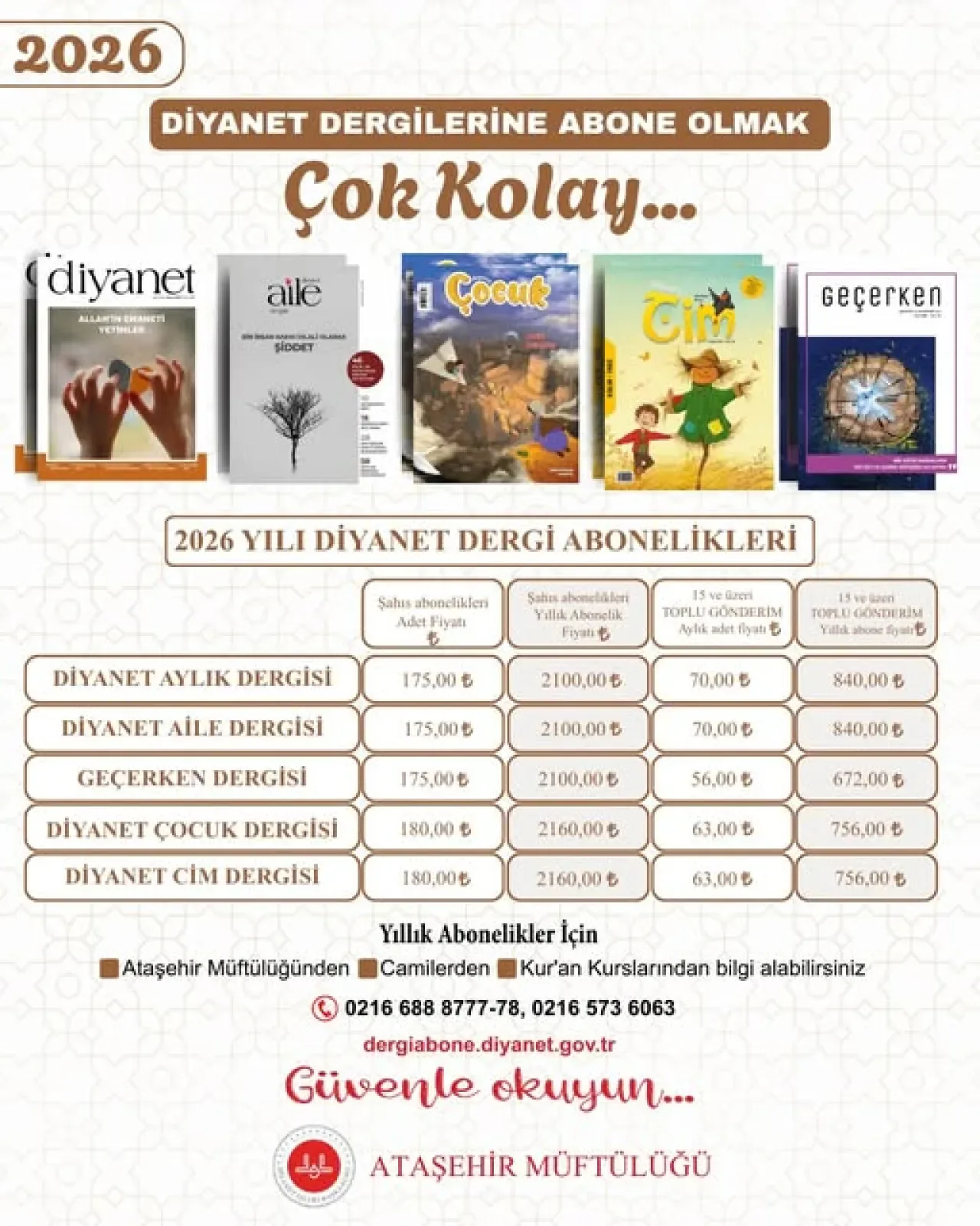 Ataşehir Müftülüğü'nden Diyanet Dergilerine Kolay Abonelik İmkanı Ataşehir Müftülüğü'nden Diyanet Dergilerine Kolay Abonelik İmkanı