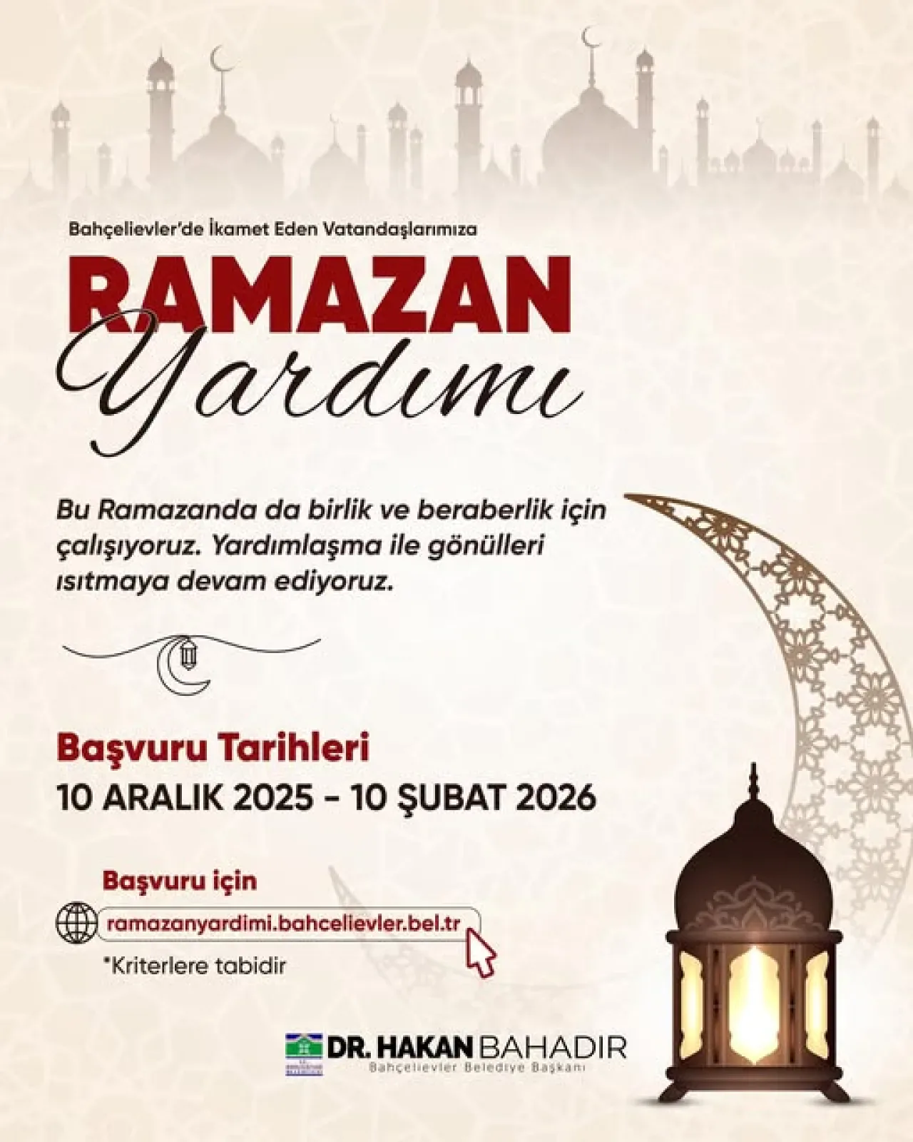 Bahçelievler Belediyesi 2026 Ramazan Yardımları İçin Başvuruları Başlatıyor Bahçelievler Belediyesi 2026 Ramazan Yardımları İçin Başvuruları Başlatıyor