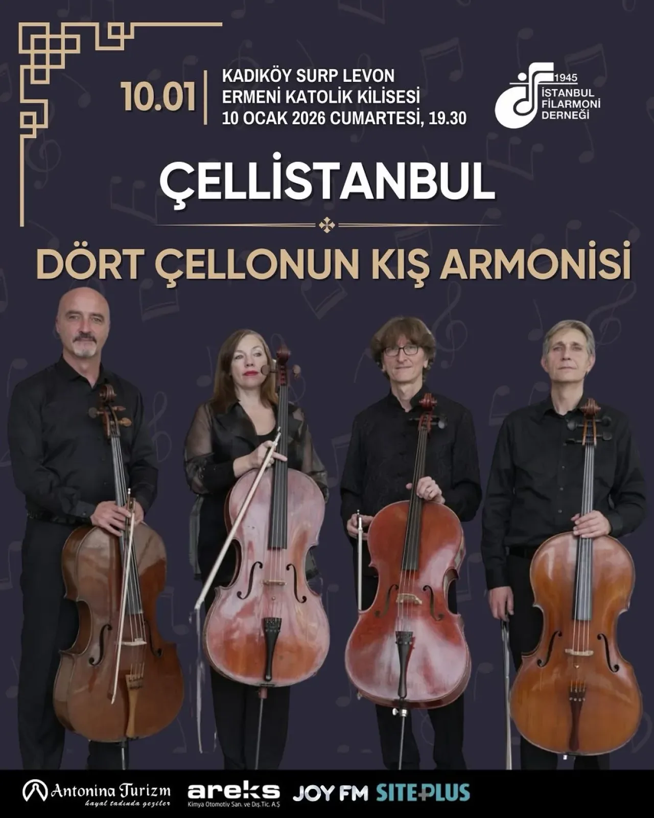 Çellistanbul Dörtlüsü Kadıköy'de Kış Armonisi Konseri Verecek Çellistanbul Dörtlüsü Kadıköy'de Kış Armonisi Konseri Verecek