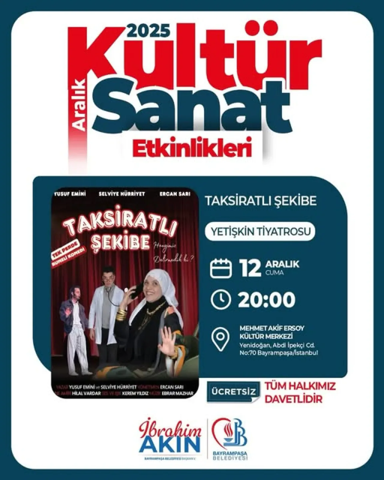 Bayrampaşa'da Tiyatro Keyfi: Taksiratlı Şekibe Oyunu Sahnelenecek Bayrampaşa'da Tiyatro Keyfi: Taksiratlı Şekibe Oyunu Sahnelenecek