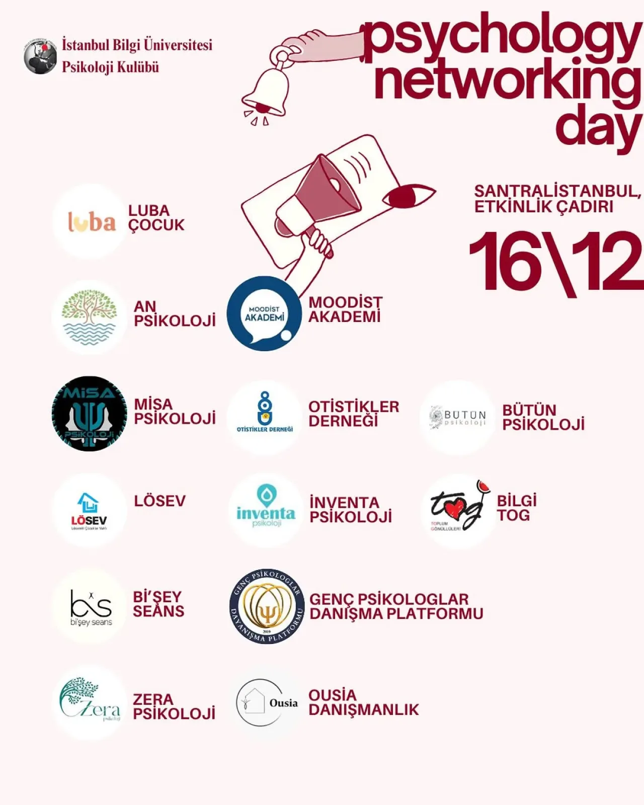 BİLGİ Psikoloji Kulübü 16 Aralık'ta Psychology Networking Day Düzenliyor BİLGİ Psikoloji Kulübü 16 Aralık'ta Psychology Networking Day Düzenliyor