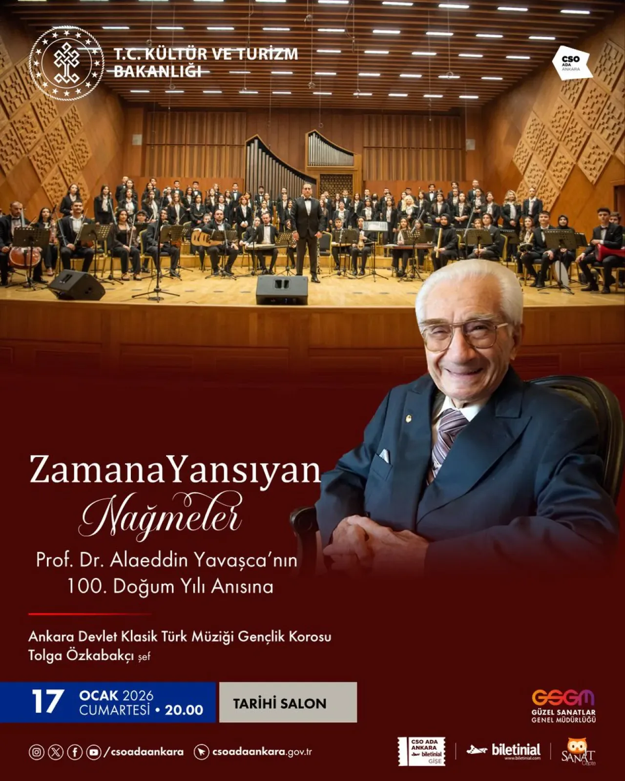 Ankara'da Prof. Dr. Alaeddin Yavaşca'nın 100. Doğum Yılına Özel Konser Ankara'da Prof. Dr. Alaeddin Yavaşca'nın 100. Doğum Yılına Özel Konser