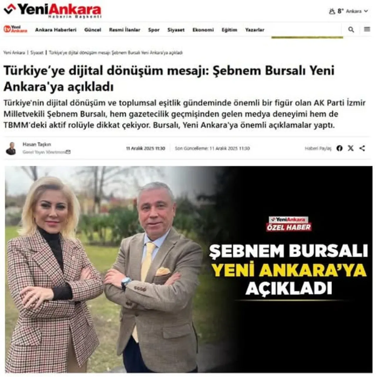 AK Parti İzmir Milletvekili Şebnem Bursalı, Yeniankara.com.tr'ye TBMM Çalışmalarını Anlattı AK Parti İzmir Milletvekili Şebnem Bursalı, Yeniankara.com.tr'ye TBMM Çalışmalarını Anlattı