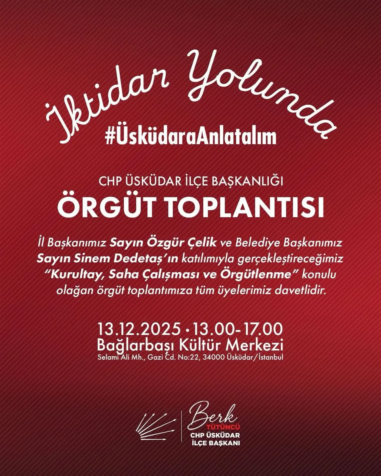CHP Üsküdar, Kurultay ve Saha Çalışması Stratejilerini Belirleyecek CHP Üsküdar, Kurultay ve Saha Çalışması Stratejilerini Belirleyecek
