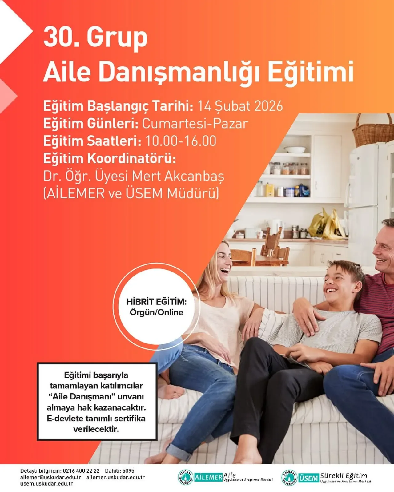 Üsküdar Üniversitesi'nde Aile Danışmanlığı Eğitimi Başlıyor Üsküdar Üniversitesi'nde Aile Danışmanlığı Eğitimi Başlıyor