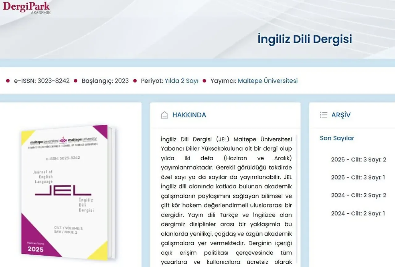 Maltepe Üniversitesi'nden Yeni İngilizce Dili Eğitimi Araştırmaları: JEL Dergisi'nin Aralık 2025 Sayısı Yayımlandı Maltepe Üniversitesi'nden Yeni İngilizce Dili Eğitimi Araştırmaları: JEL Dergisi'nin Aralık 2025 Sayısı Yayımlandı