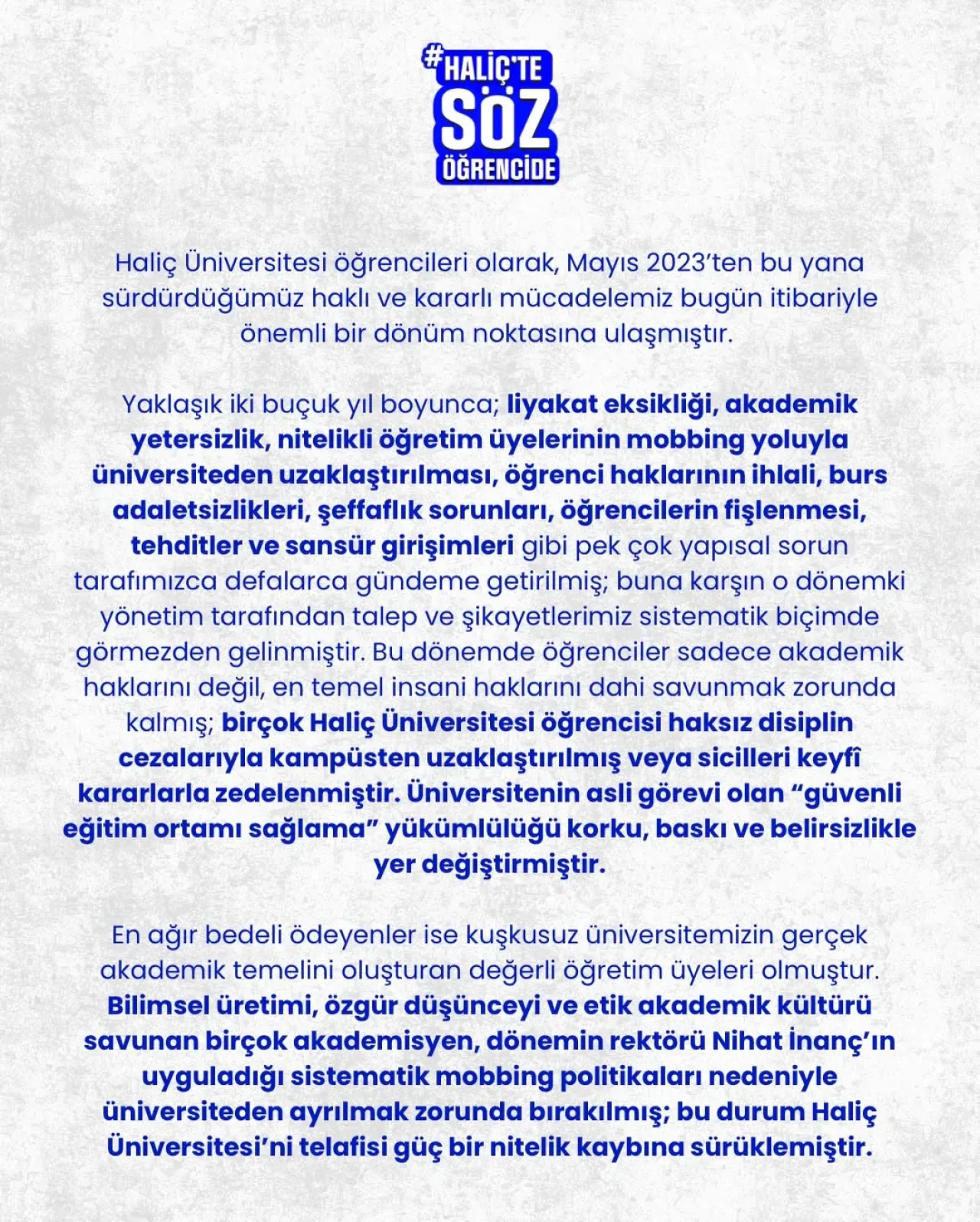 Haliç'te Öğrencilerin Söz Sahibi Olması Kamuoyuna Duyuruldu Haliç'te Öğrencilerin Söz Sahibi Olması Kamuoyuna Duyuruldu