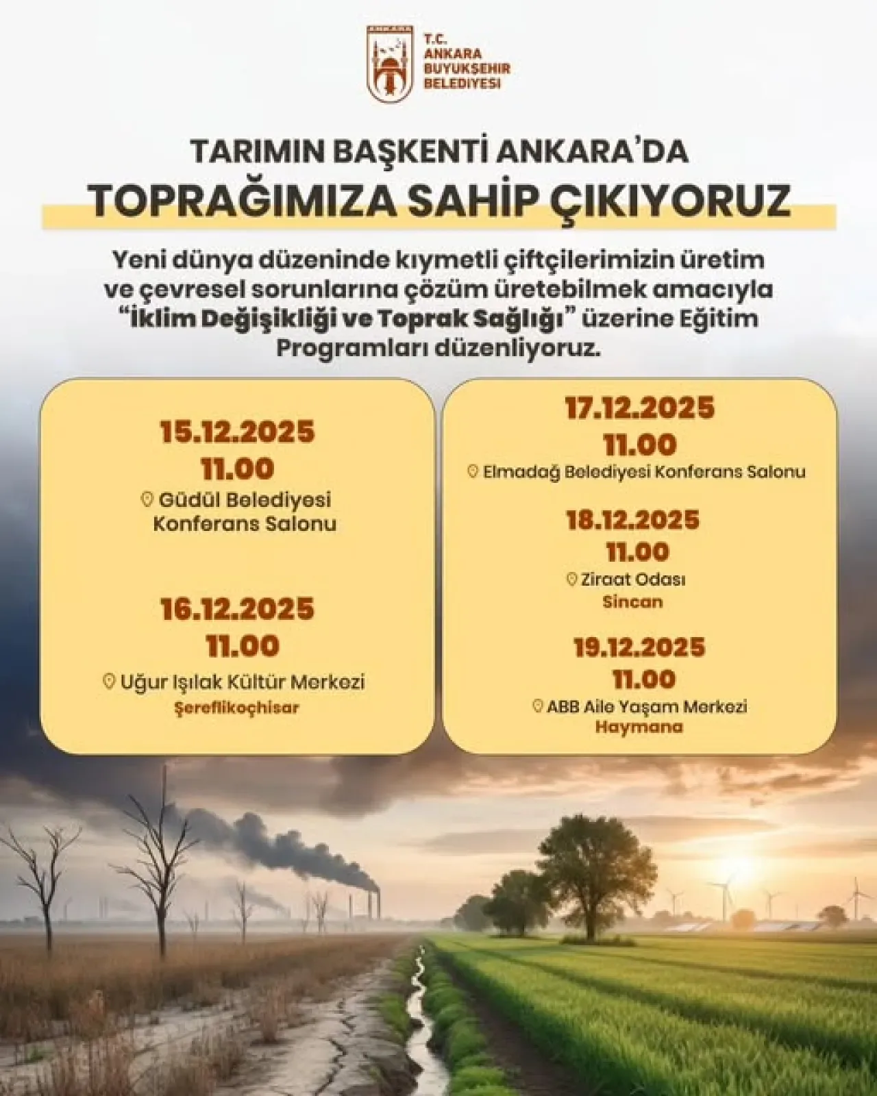 Ankara'da İklim Değişikliği ve Toprak Sağlığı Eğitimleri Başlıyor Ankara'da İklim Değişikliği ve Toprak Sağlığı Eğitimleri Başlıyor
