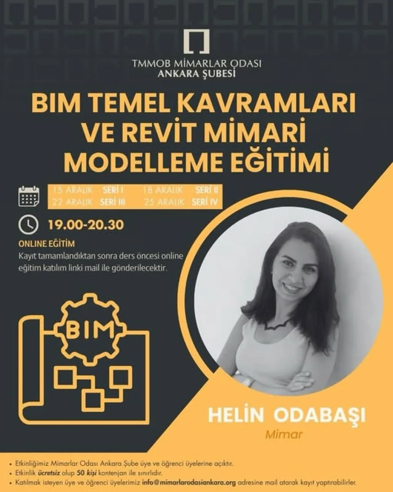 Mimarlar Odası Ankara Şubesi, BIM ve Revit Eğitimi Düzenliyor Mimarlar Odası Ankara Şubesi, BIM ve Revit Eğitimi Düzenliyor