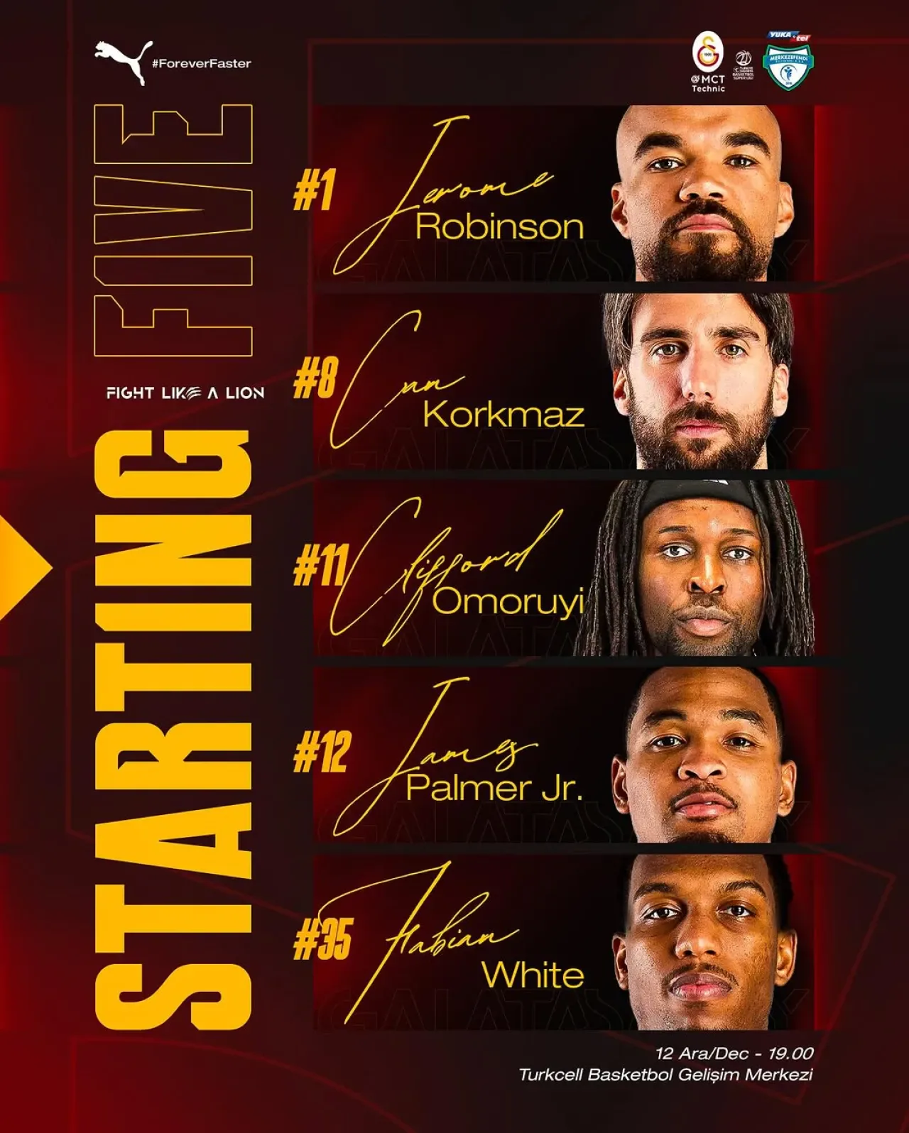 Galatasaray Basketbol, Yukatel Merkezefendi Basket Karşısında İlk Beşini Açıkladı Galatasaray Basketbol, Yukatel Merkezefendi Basket Karşısında İlk Beşini Açıkladı