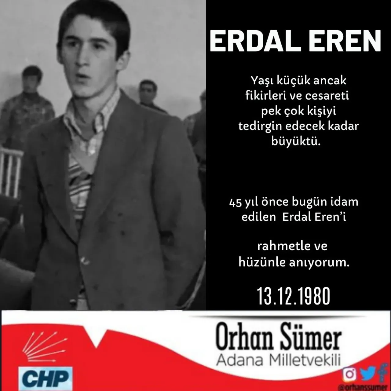 Erdal Eren, İdam Edilişinin 45. Yılında Anıldı Erdal Eren, İdam Edilişinin 45. Yılında Anıldı