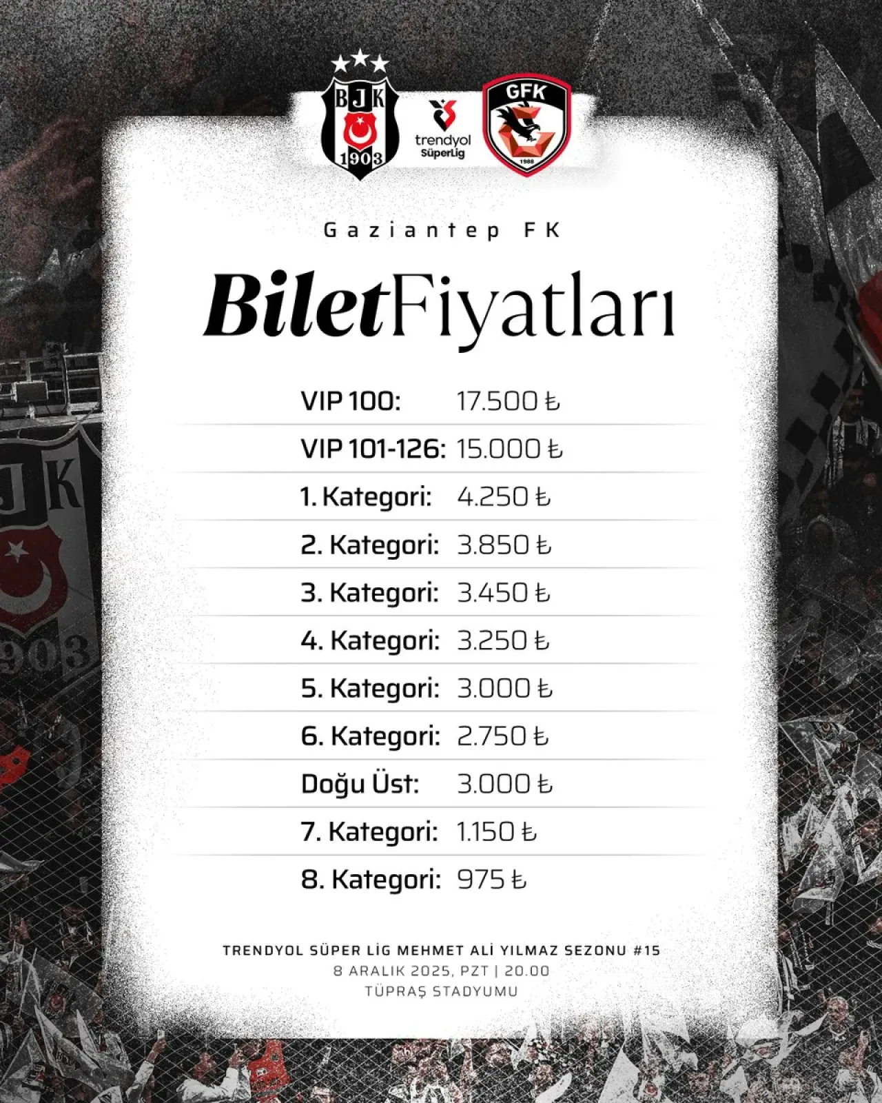 Beşiktaş, Gaziantep FK Maçı Biletleri Hakkında Taraftarlarını Bilgilendirdi Beşiktaş, Gaziantep FK Maçı Biletleri Hakkında Taraftarlarını Bilgilendirdi