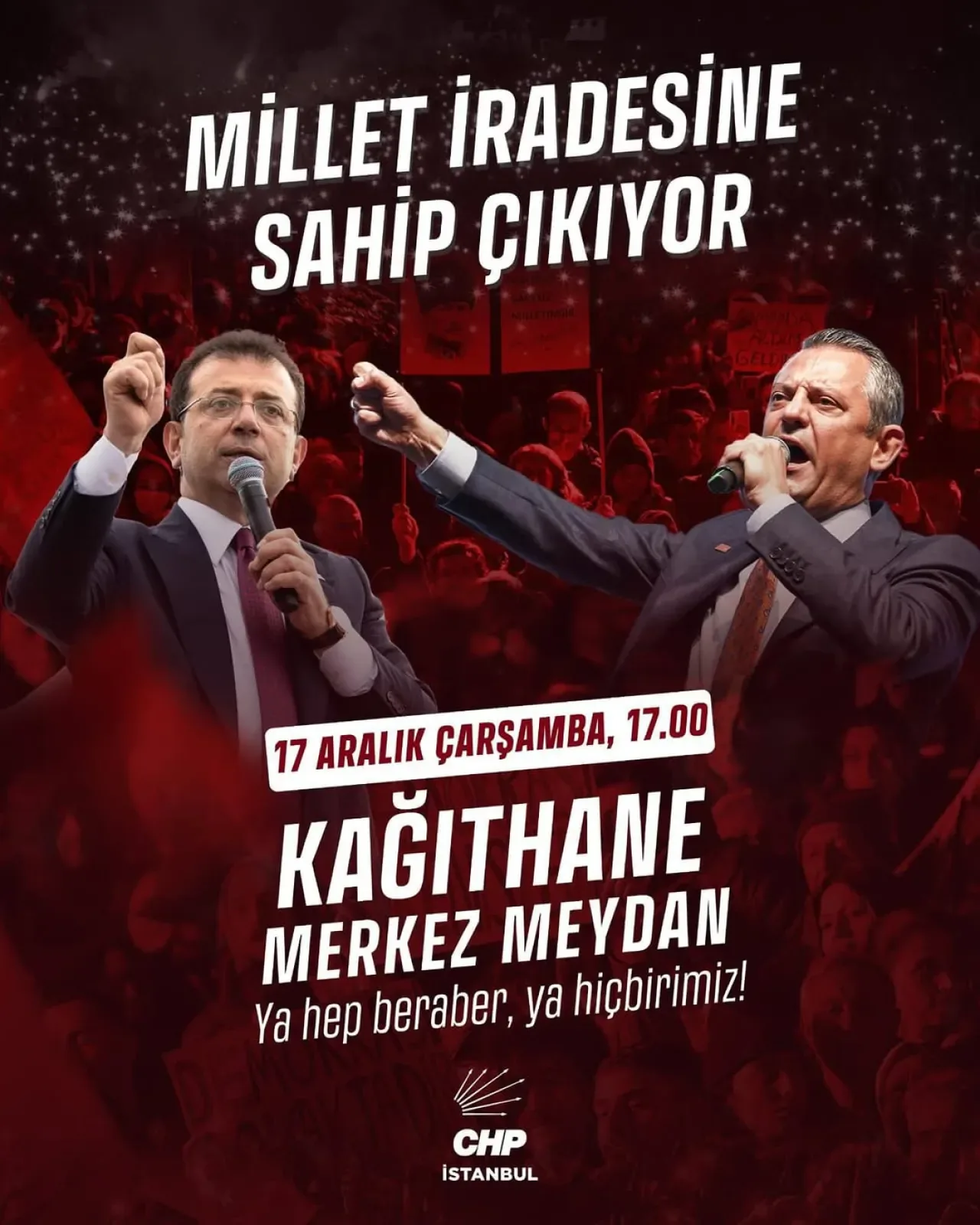 CHP'den Özgür Özel ve Ekrem İmamoğlu İçin Kağıthane'de 17 Aralık Buluşması CHP'den Özgür Özel ve Ekrem İmamoğlu İçin Kağıthane'de 17 Aralık Buluşması