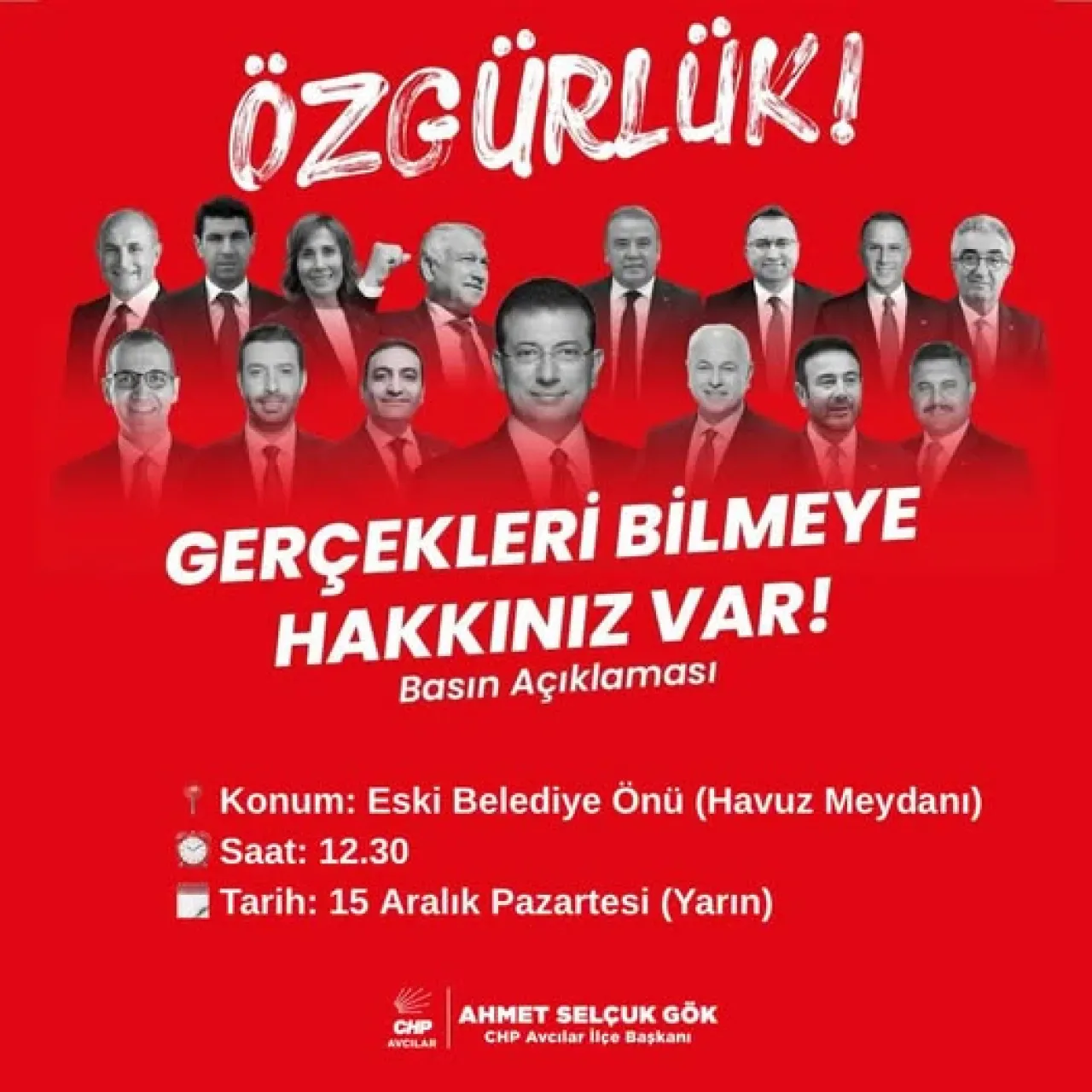 CHP Avcılar'da "Gerçekleri Bilmeye Hakkınız Var" Temalı Basın Açıklaması Düzenliyor CHP Avcılar'da "Gerçekleri Bilmeye Hakkınız Var" Temalı Basın Açıklaması Düzenliyor