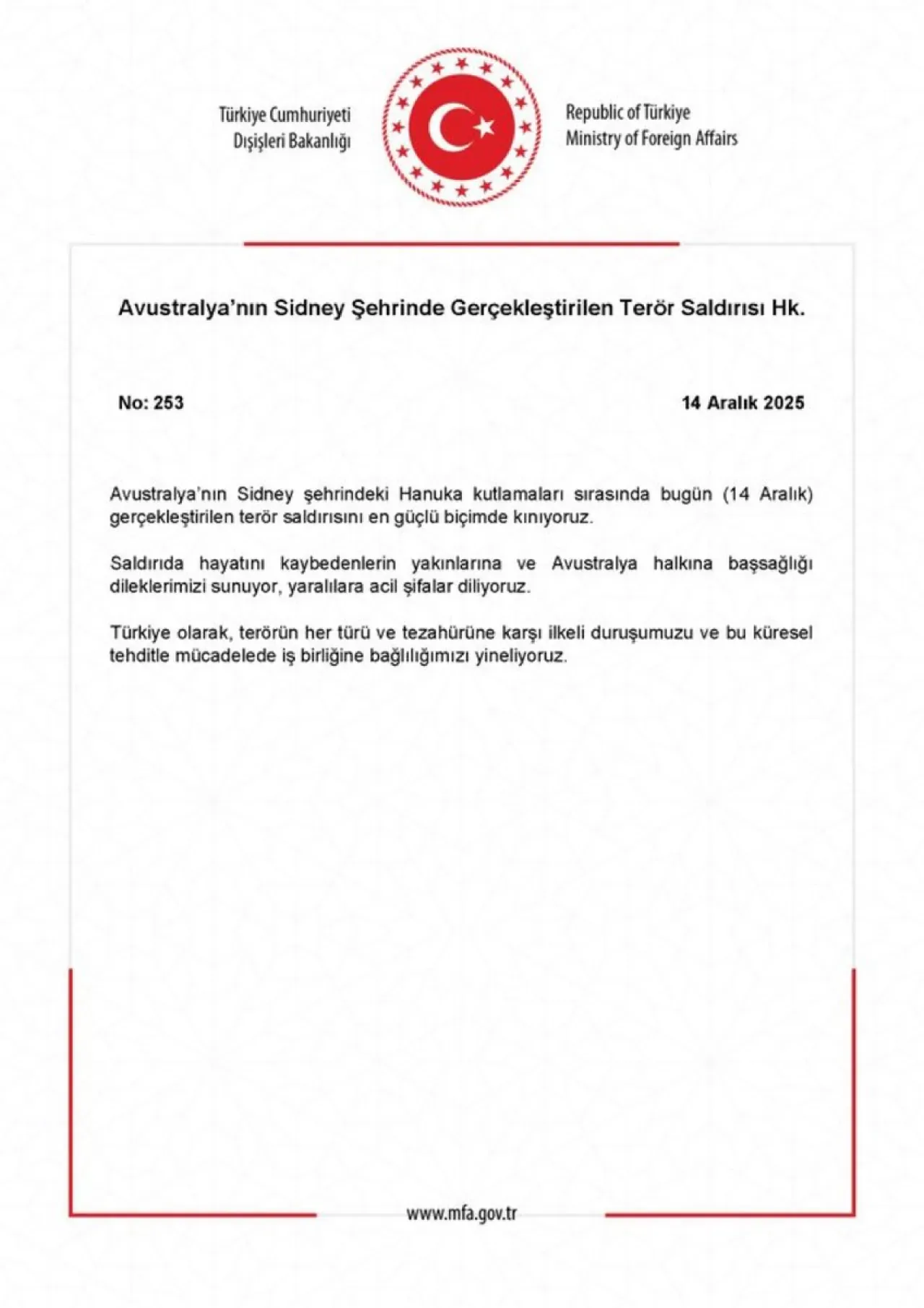 Sidney'deki Hanuka Kutlamasına Yönelik Terör Saldırısı Kınandı Sidney'deki Hanuka Kutlamasına Yönelik Terör Saldırısı Kınandı