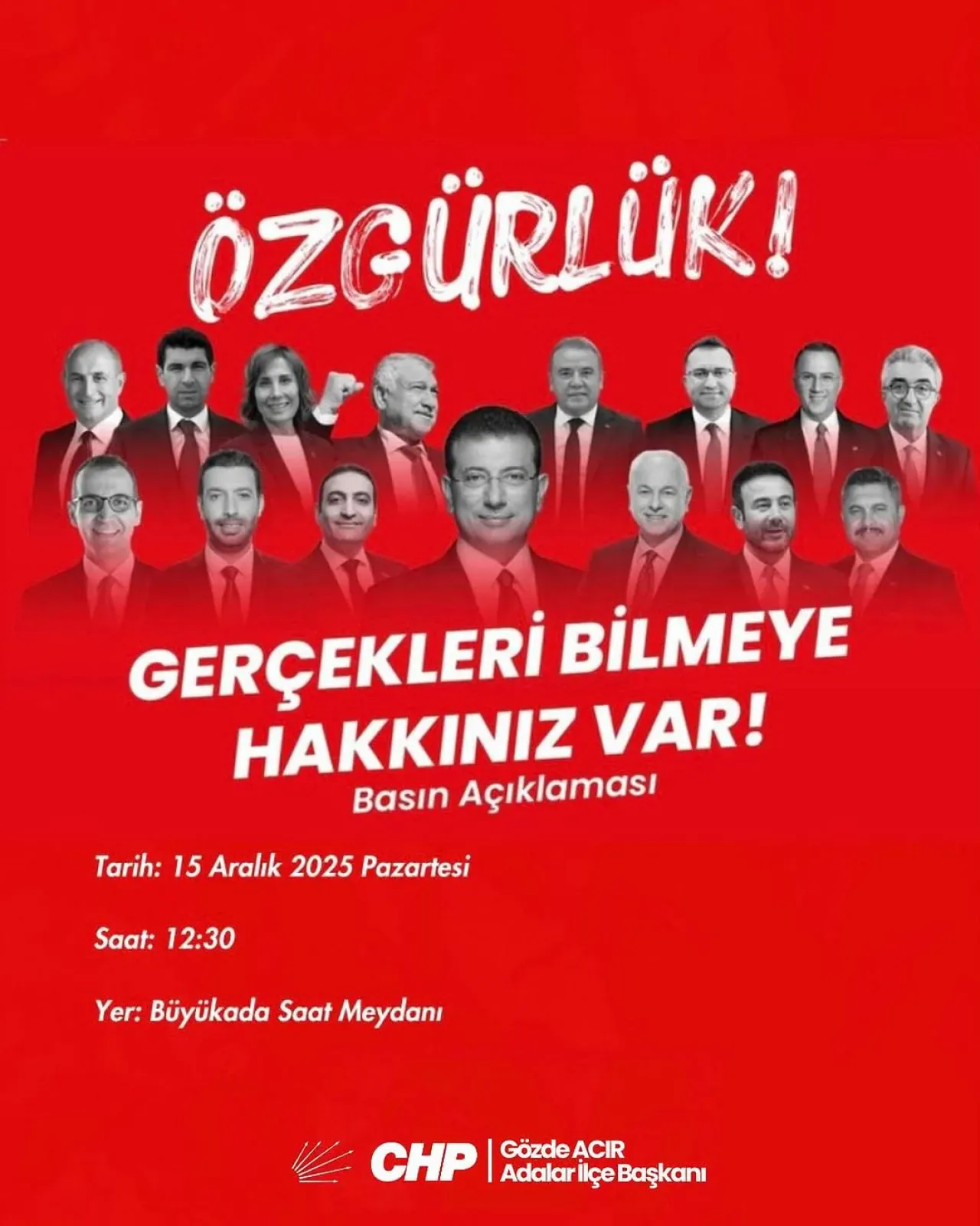 CHP Adalar İlçe Başkanlığı Büyükada'da Basın Açıklaması Yapacak CHP Adalar İlçe Başkanlığı Büyükada'da Basın Açıklaması Yapacak