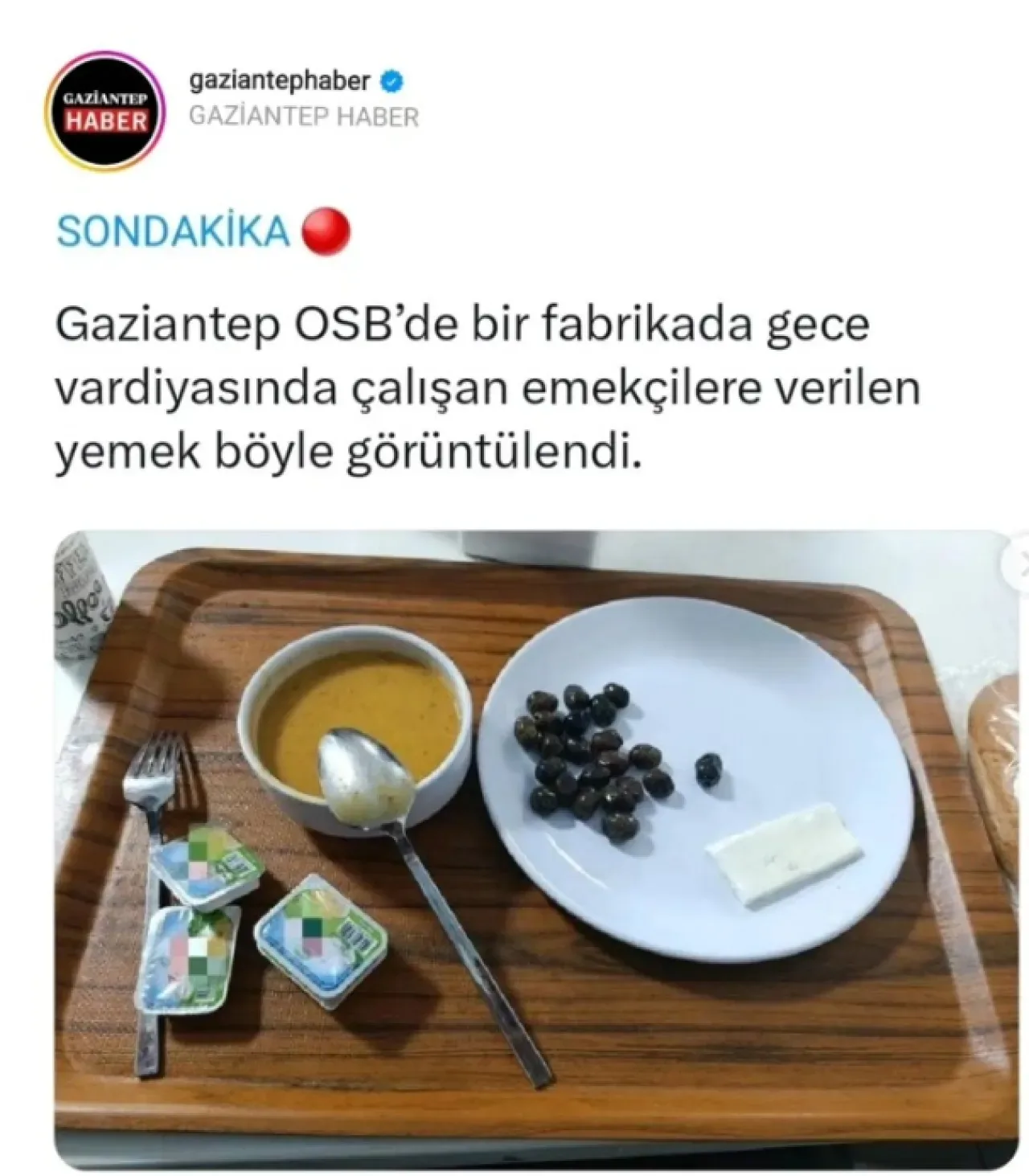Gaziantep'te Gece Vardiyası İşçilerine Verilen Yemek Tepki Çekti Gaziantep'te Gece Vardiyası İşçilerine Verilen Yemek Tepki Çekti