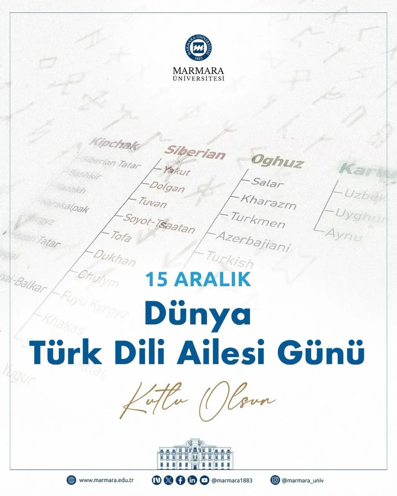 Marmara Üniversitesi, 15 Aralık Dünya Türk Dili Ailesi Günü'nü Kutladı Marmara Üniversitesi, 15 Aralık Dünya Türk Dili Ailesi Günü'nü Kutladı