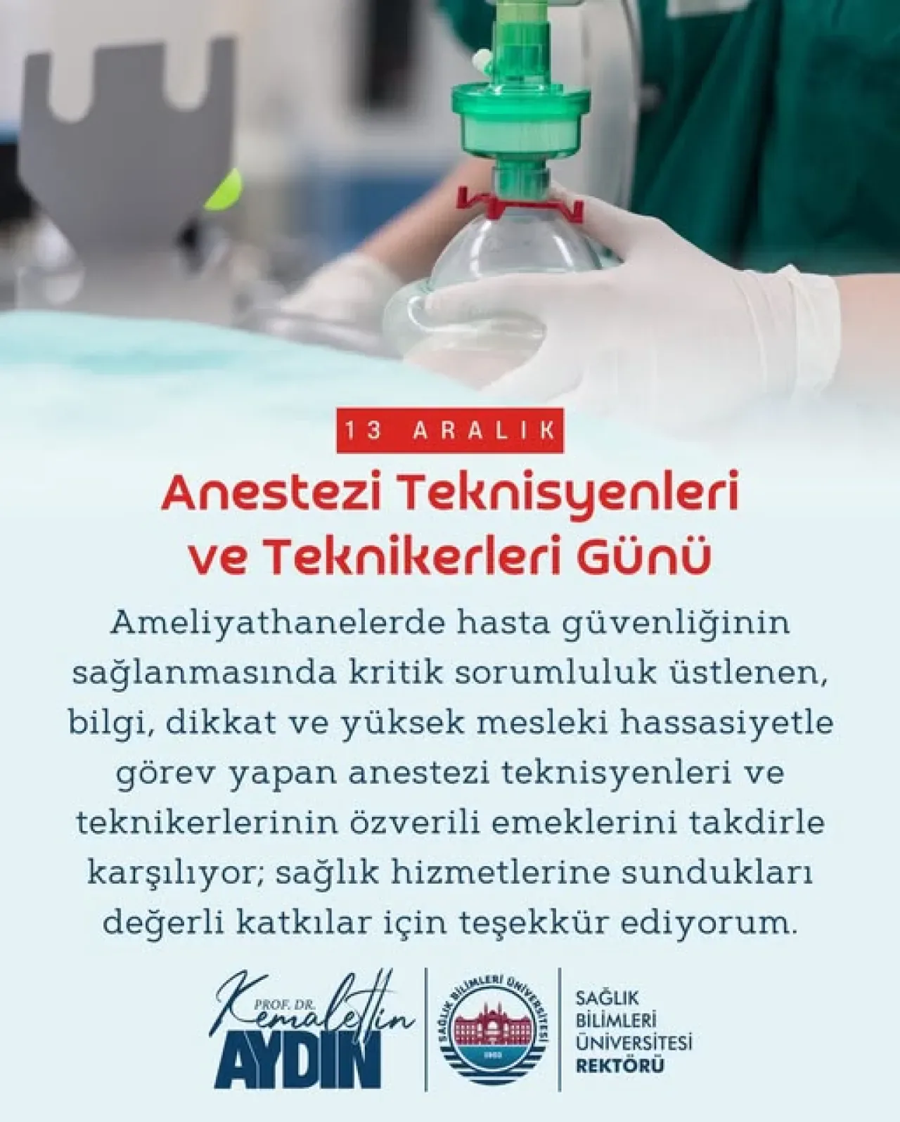Sağlık Bilimleri Üniversitesi'nden Anestezi Teknisyen ve Teknikerleri Günü Açıklaması Sağlık Bilimleri Üniversitesi'nden Anestezi Teknisyen ve Teknikerleri Günü Açıklaması