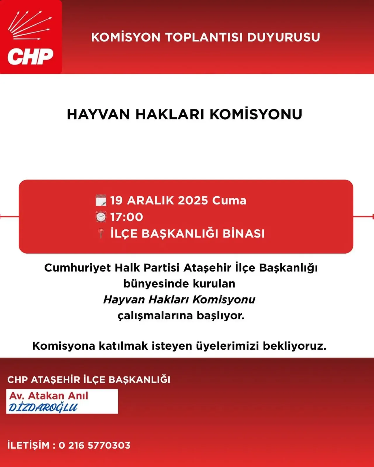 CHP Ataşehir'de Hayvan Hakları Komisyonu İlk Toplantısını Gerçekleştiriyor CHP Ataşehir'de Hayvan Hakları Komisyonu İlk Toplantısını Gerçekleştiriyor