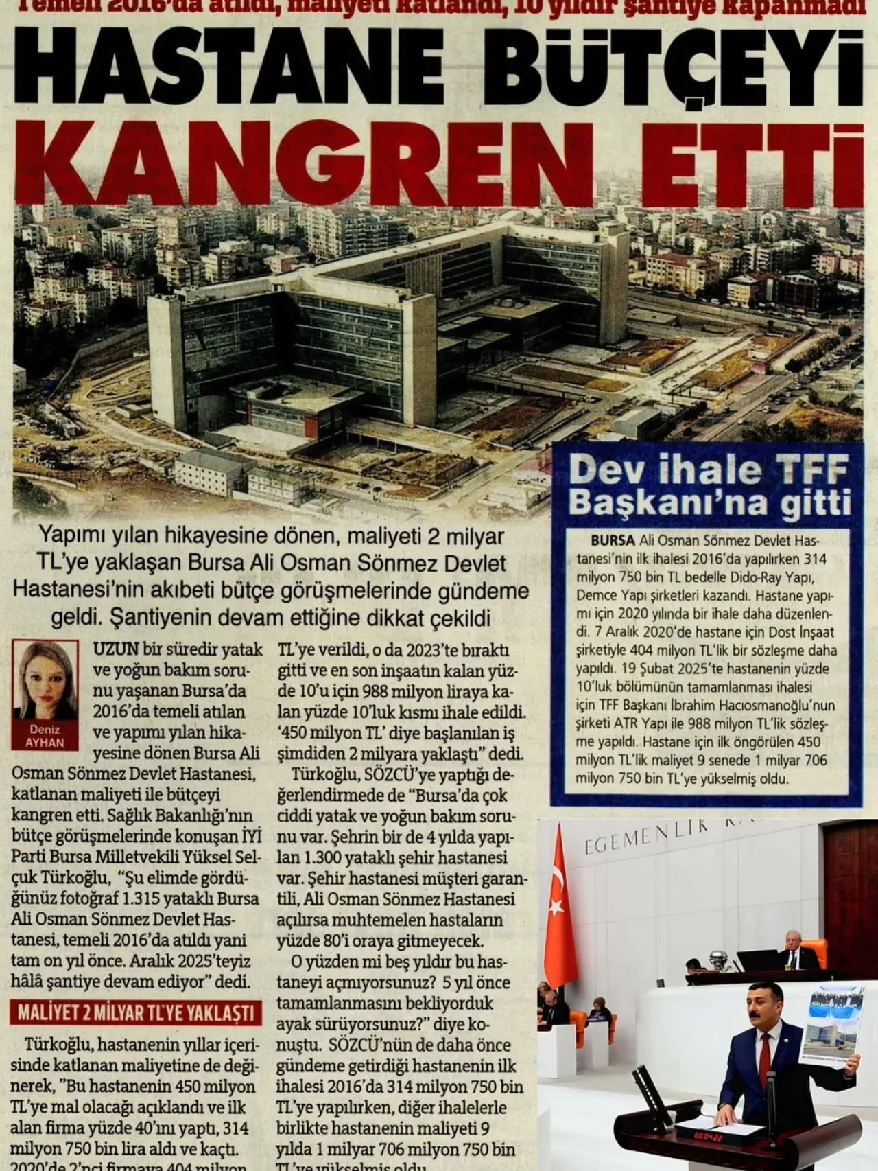 Bursa'da Tamamlanamayan Devlet Hastanesi Meclis'te Tepki Çekti Bursa'da Tamamlanamayan Devlet Hastanesi Meclis'te Tepki Çekti