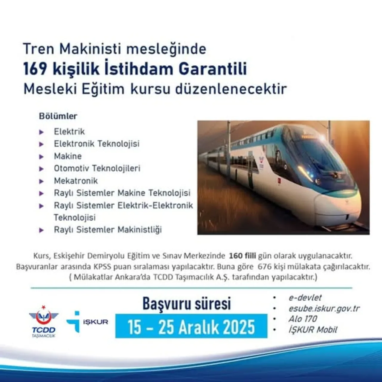 TCDD Taşımacılık Tren Makinisti Alımı: 169 Pozisyon İçin Başvurular 25 Aralık'ta Başlıyor TCDD Taşımacılık Tren Makinisti Alımı: 169 Pozisyon İçin Başvurular 25 Aralık'ta Başlıyor