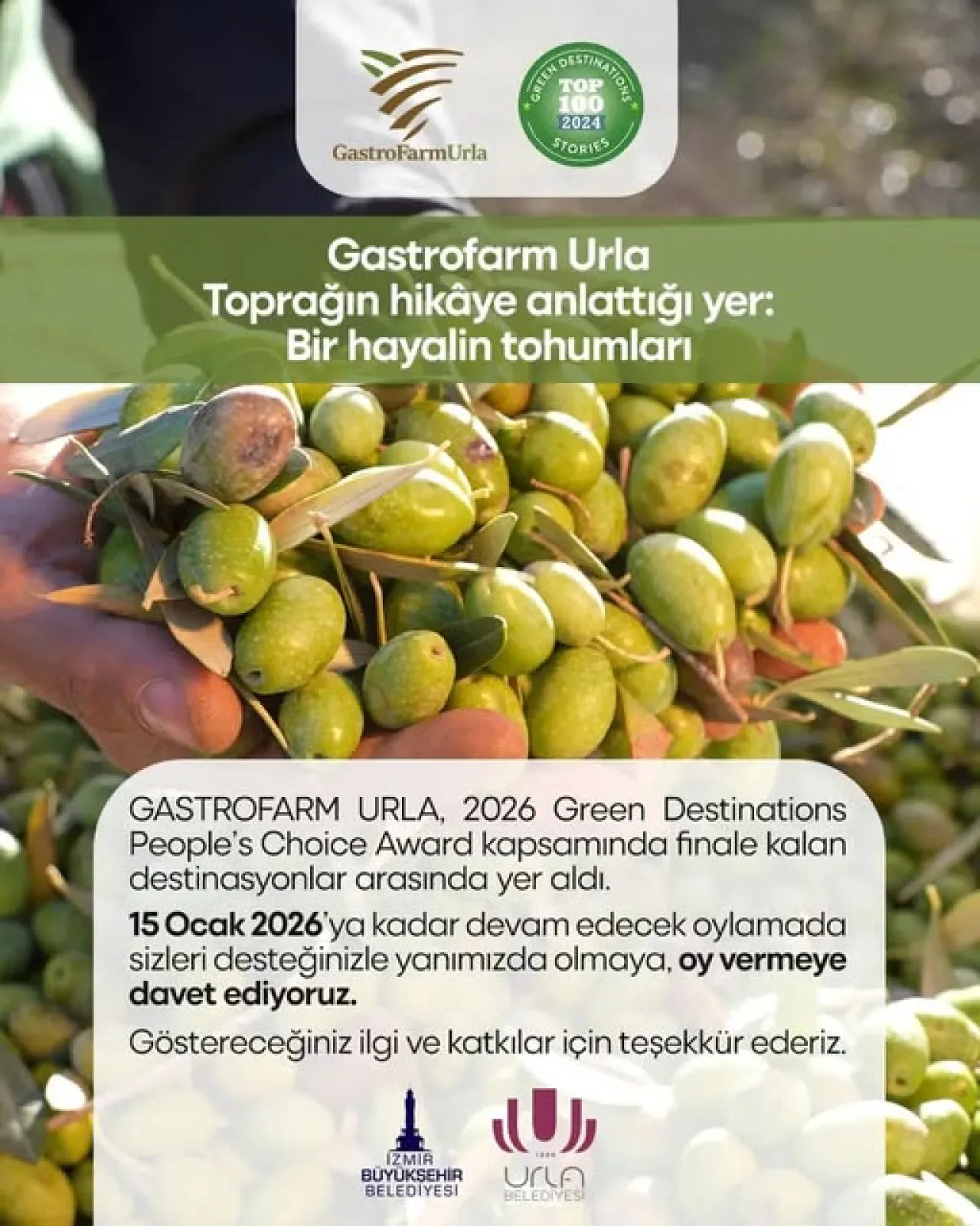 GastroFarm Urla, Green Destinations Halkın Seçimi Ödülü'nde Finalde GastroFarm Urla, Green Destinations Halkın Seçimi Ödülü'nde Finalde