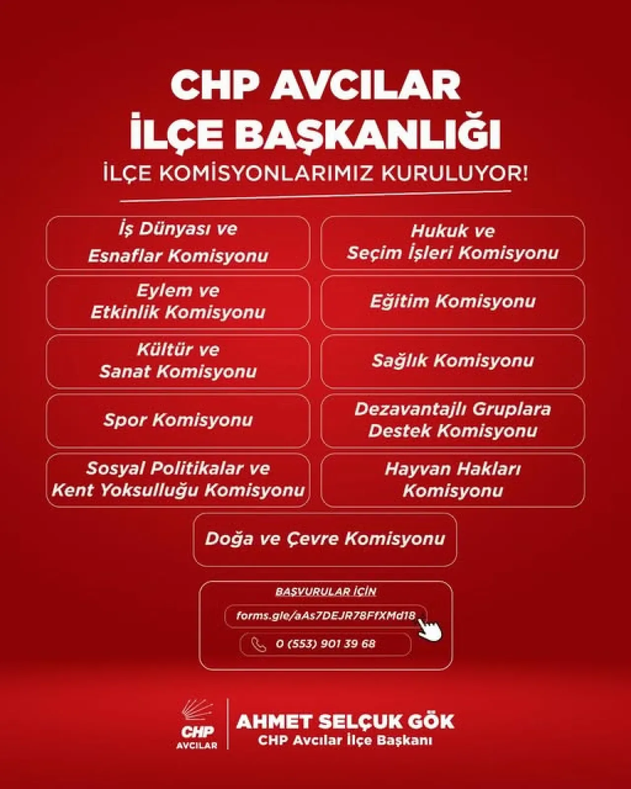 CHP Avcılar'da Yeni Dönem Komisyonları İçin Üye Başvuruları Başladı CHP Avcılar'da Yeni Dönem Komisyonları İçin Üye Başvuruları Başladı