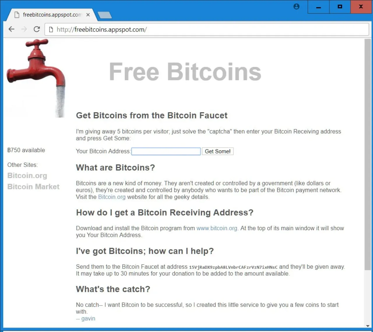 Bitcoin Tarihindeki İlk Faucet: 2010'da Ziyaretçilere Bedava 5 BTC Dağıtıldı Bitcoin Tarihindeki İlk Faucet: 2010'da Ziyaretçilere Bedava 5 BTC Dağıtıldı