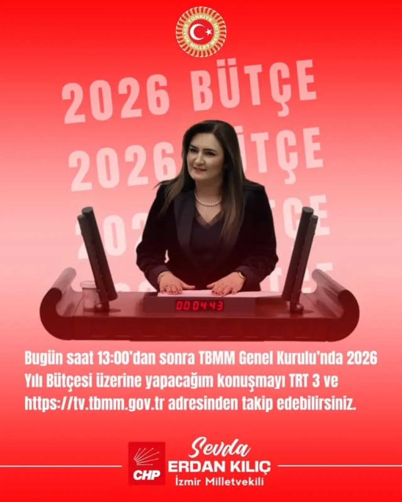 CHP'li Erdan Kılıç, 2026 Yılı Bütçesi İçin TBMM Genel Kurulu'nda Konuşacak CHP'li Erdan Kılıç, 2026 Yılı Bütçesi İçin TBMM Genel Kurulu'nda Konuşacak