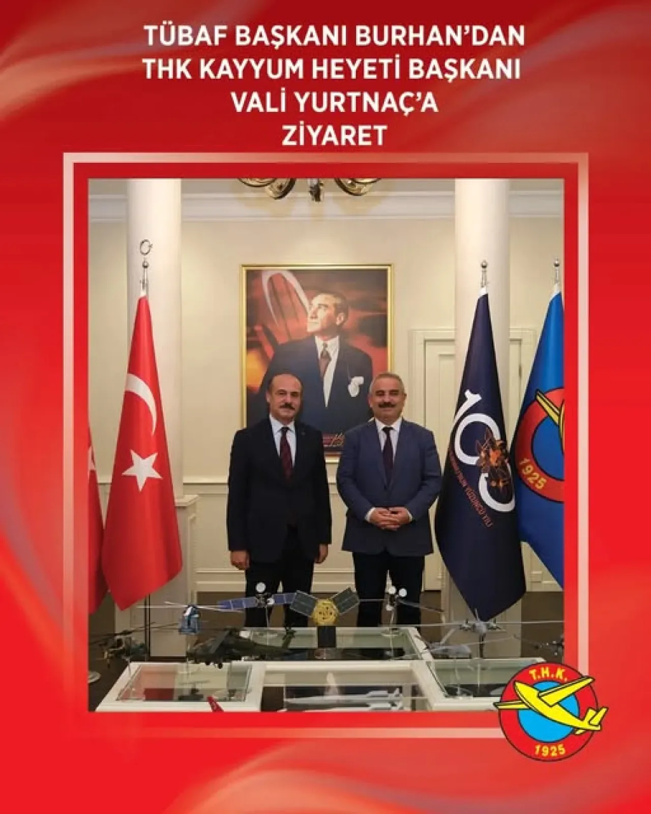 THK Başkanı Yurtnaç, Türkiye Basın Federasyonu Başkanı Burhan'ı Makamında Ağırladı THK Başkanı Yurtnaç, Türkiye Basın Federasyonu Başkanı Burhan'ı Makamında Ağırladı