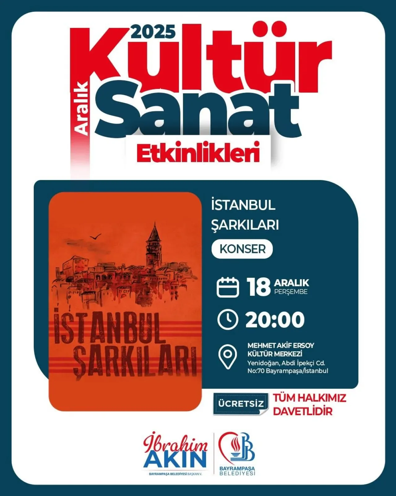Bayrampaşa'da Kültür ve Sanat Hafta Sonu: Ücretsiz Konser ve Tiyatro Oyunu Bayrampaşa'da Kültür ve Sanat Hafta Sonu: Ücretsiz Konser ve Tiyatro Oyunu