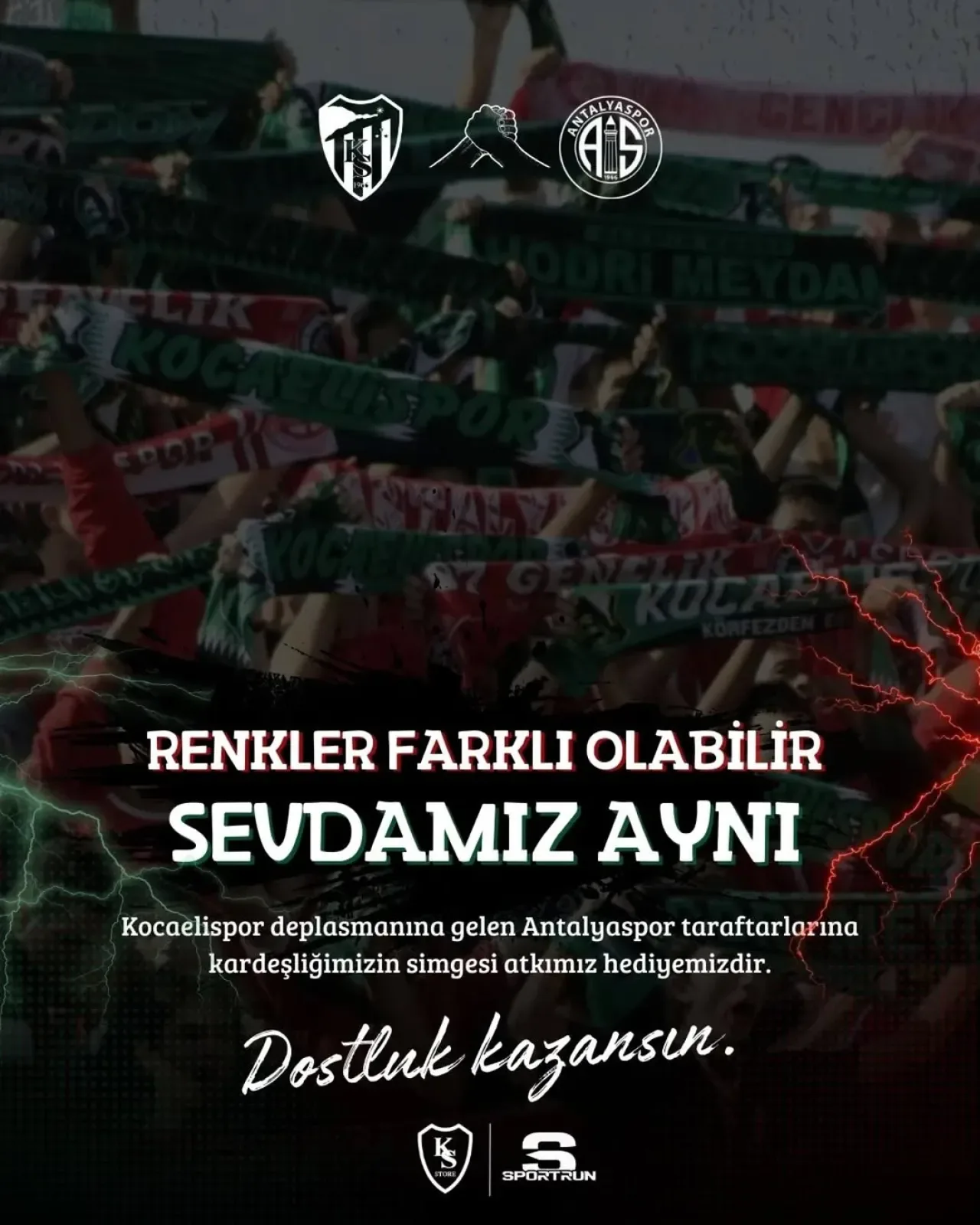 Kocaelispor ve Antalyaspor Taraftarlarından Maç Öncesi Dostluk Mesajı Kocaelispor ve Antalyaspor Taraftarlarından Maç Öncesi Dostluk Mesajı