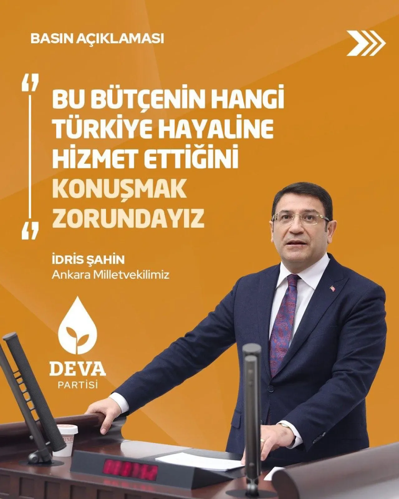 Deva Partisi Milletvekili İdris Şahin'den 2024 Bütçe Eleştirisi: "Yanlış Öncelikler ve Borçlanma Odaklı Anlayış" Deva Partisi Milletvekili İdris Şahin'den 2024 Bütçe Eleştirisi: "Yanlış Öncelikler ve Borçlanma Odaklı Anlayış"