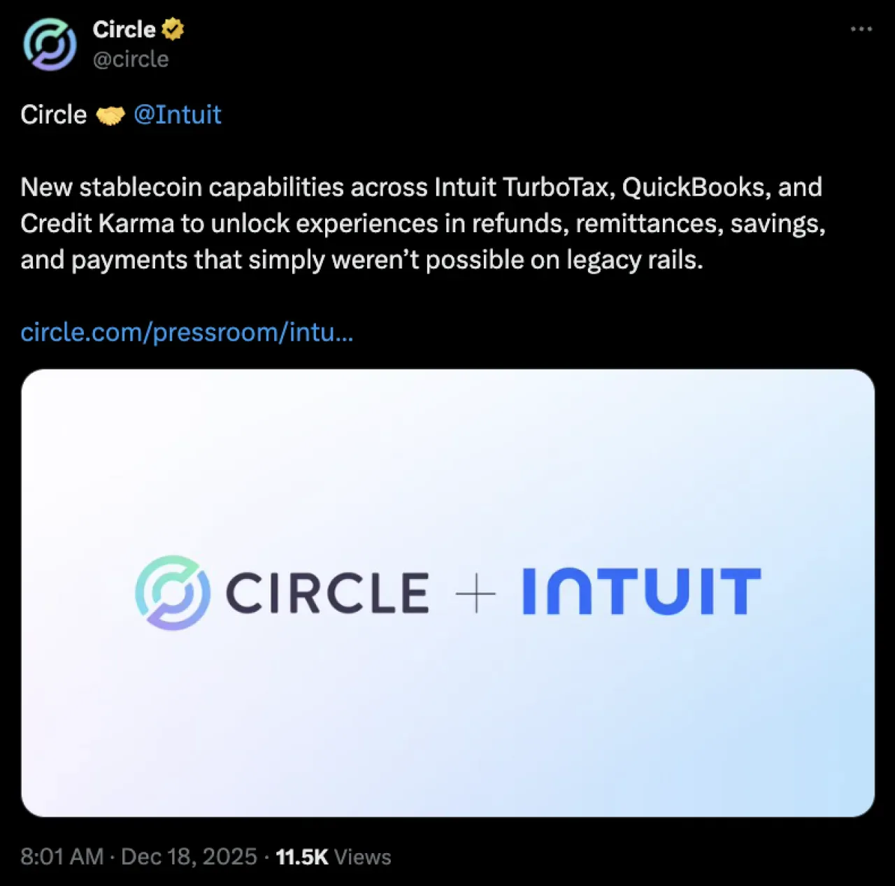Intuit, TurboTax ve QuickBooks'ta USDC ile Ödemeleri Başlatıyor Intuit, TurboTax ve QuickBooks'ta USDC ile Ödemeleri Başlatıyor