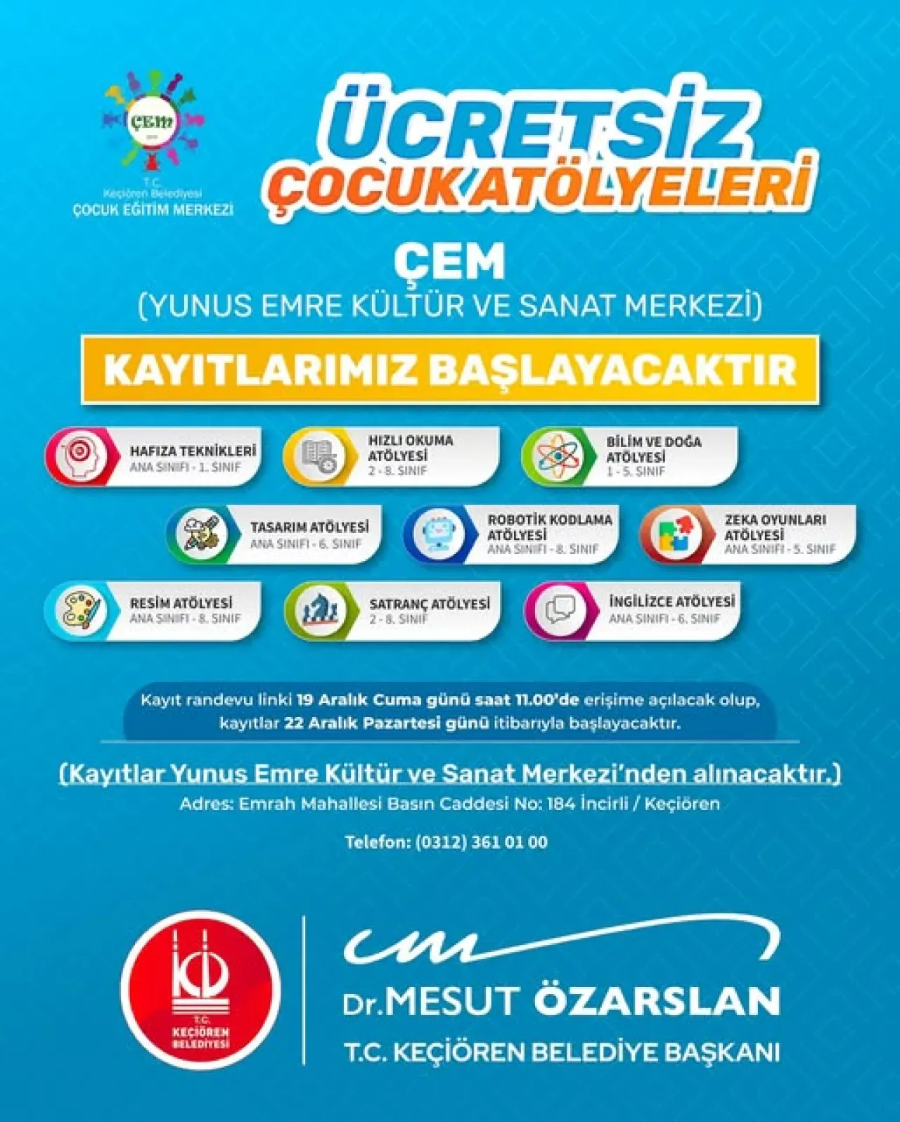 Keçiören'de Çocuk Eğitim Merkezi Kayıtları Başlıyor Keçiören'de Çocuk Eğitim Merkezi Kayıtları Başlıyor