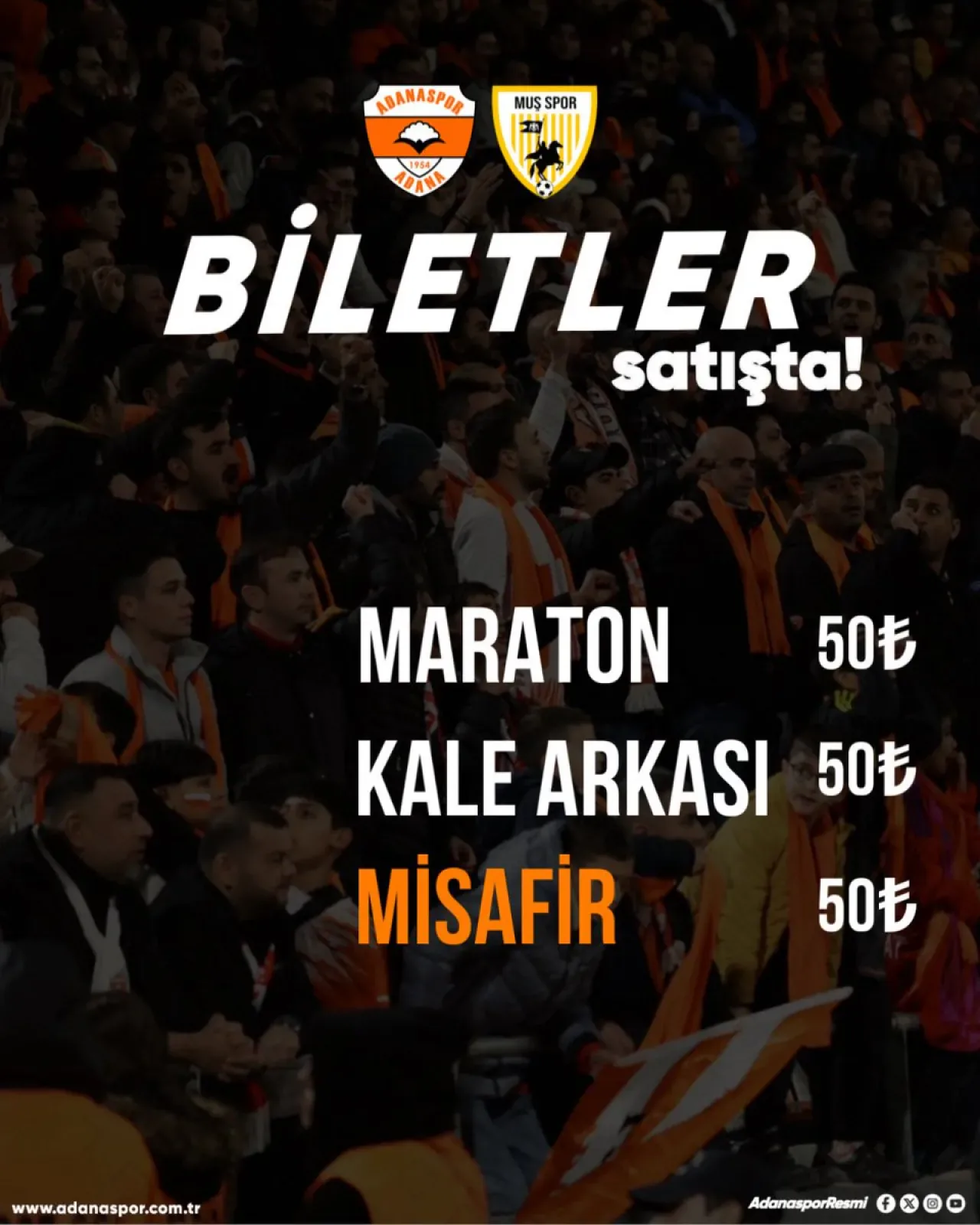 Adanaspor - Muş Spor Maçı Biletleri Satışta: Fiyatlar ve Satış Noktaları Adanaspor - Muş Spor Maçı Biletleri Satışta: Fiyatlar ve Satış Noktaları