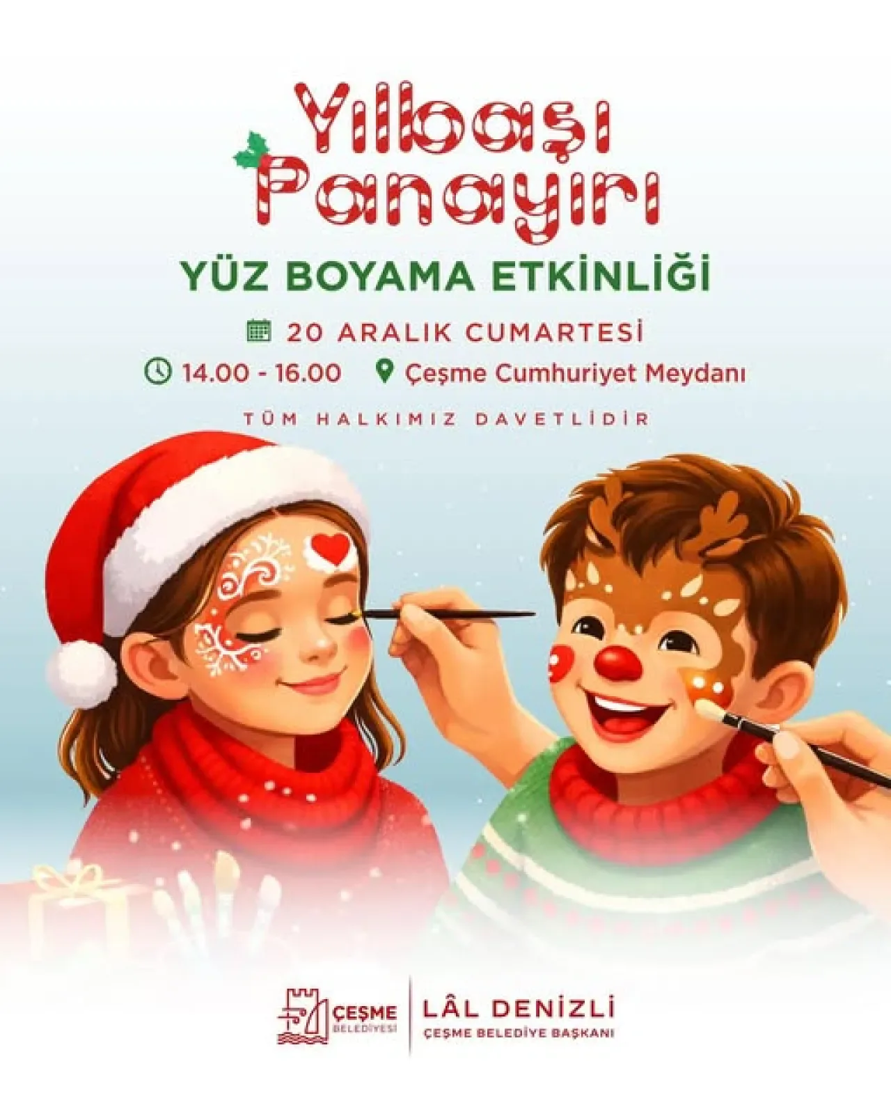 İzmir Çeşme'de Yılbaşı Coşkusu Çocuklarla Başlıyor: Yüz Boyama Etkinliği İzmir Çeşme'de Yılbaşı Coşkusu Çocuklarla Başlıyor: Yüz Boyama Etkinliği