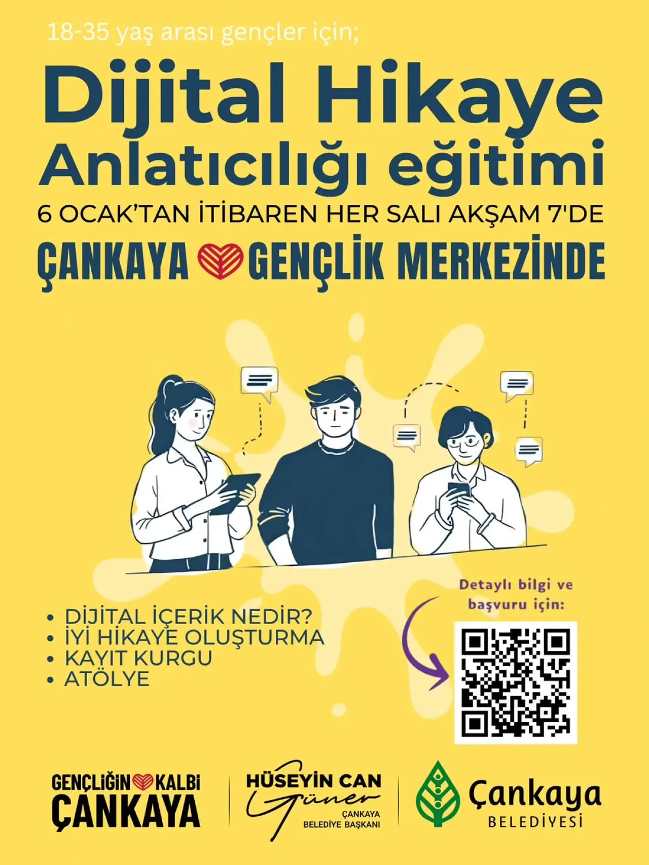 Çankaya'da Gençlere Özel Dijital Hikâye Anlatıcılığı Eğitimi Başlıyor Çankaya'da Gençlere Özel Dijital Hikâye Anlatıcılığı Eğitimi Başlıyor