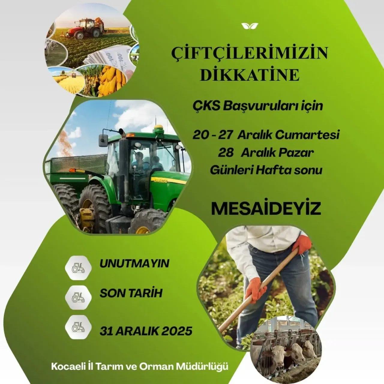Kocaeli'de 2025 Yılı ÇKS Başvuruları İçin Son Tarih 31 Aralık Kocaeli'de 2025 Yılı ÇKS Başvuruları İçin Son Tarih 31 Aralık