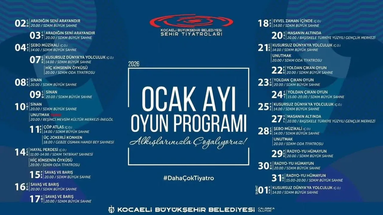 Kocaeli Şehir Tiyatrosu'nda Ocak Ayı Programı Açıklandı Kocaeli Şehir Tiyatrosu'nda Ocak Ayı Programı Açıklandı