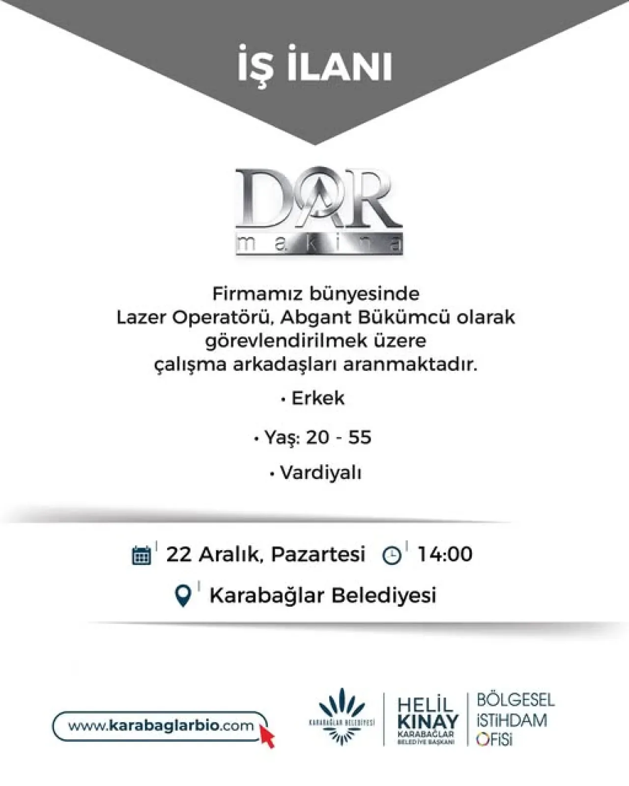 Karabağlar Belediyesi DOAR Makina İçin Toplu İş Görüşmesi Düzenliyor Karabağlar Belediyesi DOAR Makina İçin Toplu İş Görüşmesi Düzenliyor