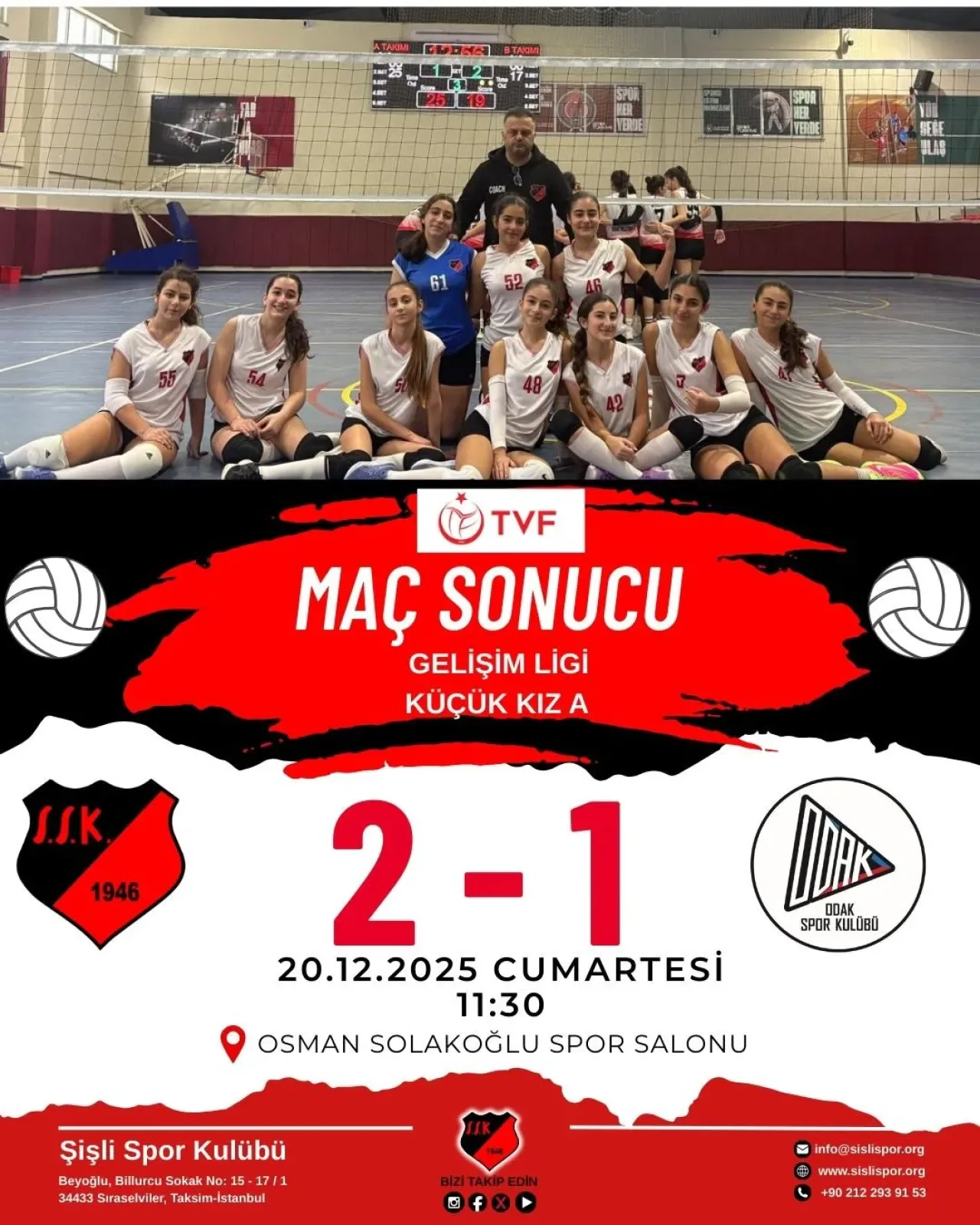 Şişli Spor Kulübü Küçük Kız A Takımı, TVF Gelişim Ligi'nde Galibiyet Aldı Şişli Spor Kulübü Küçük Kız A Takımı, TVF Gelişim Ligi'nde Galibiyet Aldı