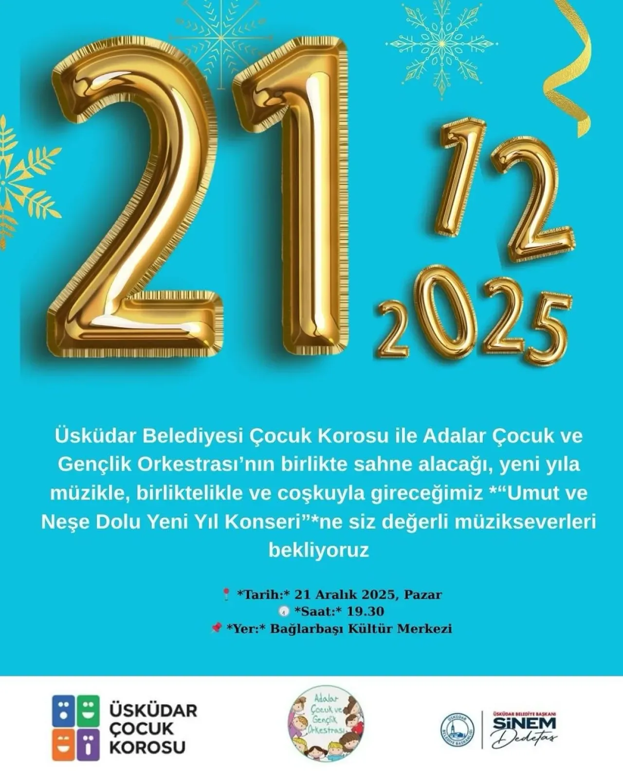 Adalar Çocuk ve Gençlik Orkestrası ve Üsküdar Çocuk Korosu'ndan Ücretsiz Yeni Yıl Konseri Adalar Çocuk ve Gençlik Orkestrası ve Üsküdar Çocuk Korosu'ndan Ücretsiz Yeni Yıl Konseri